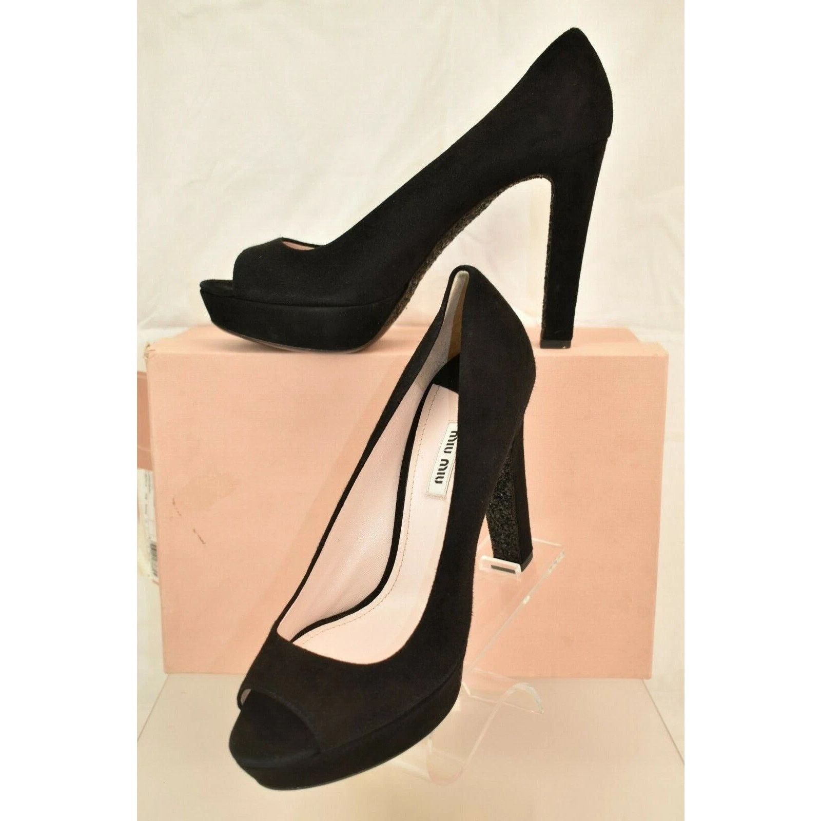 Miu Miu MIU MIU PRADA 5KP21 BLACK SUEDE GLITTER SOLES PUMPS 41 ITALY Size US 11 / IT 41 - 2 Thumbnail