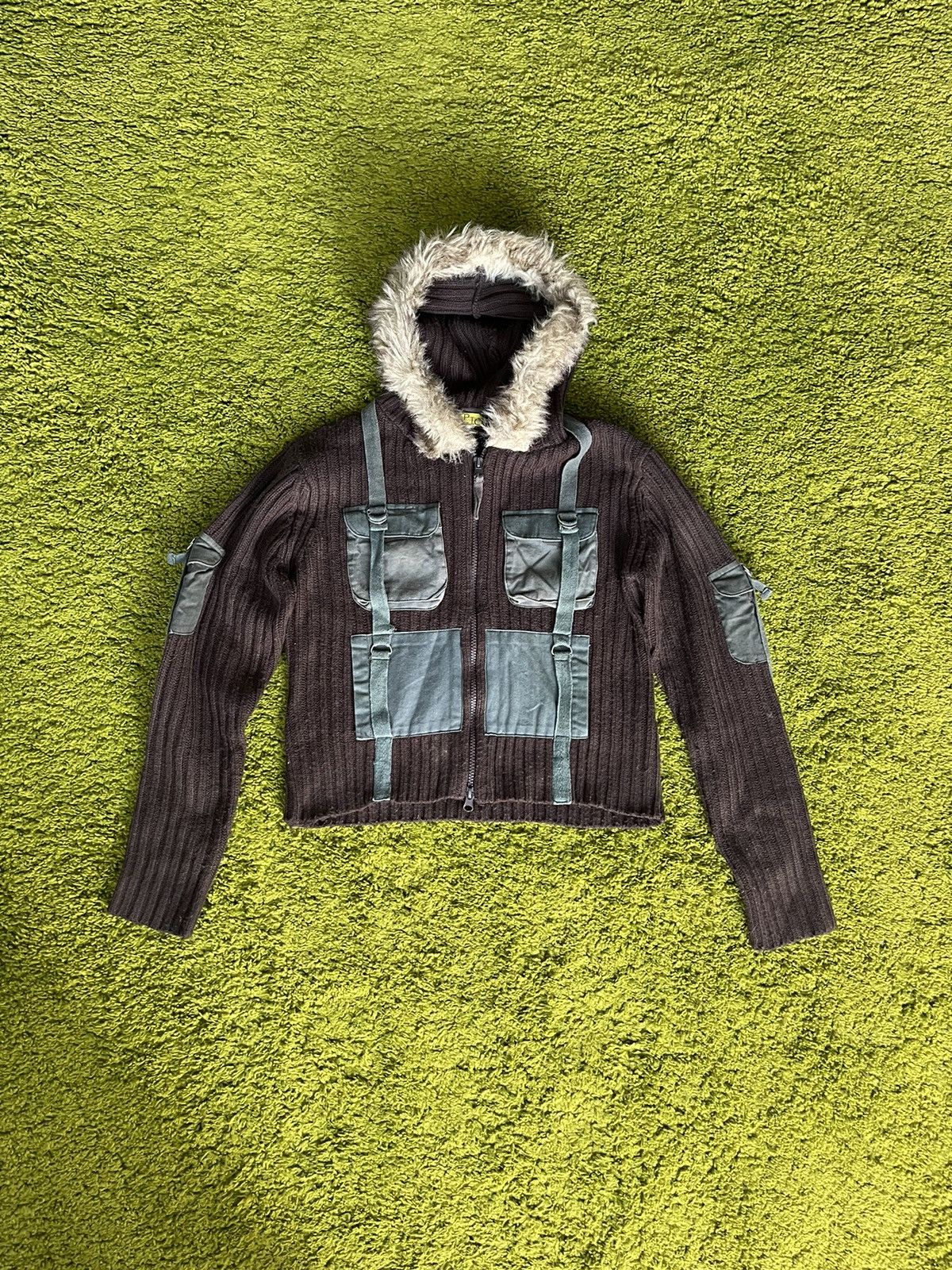 Designer × Vintage Y2K vintage ribbed opium fuzzy fur hood sweater Japanese Size S / US 4 / IT 40 - 2 Thumbnail