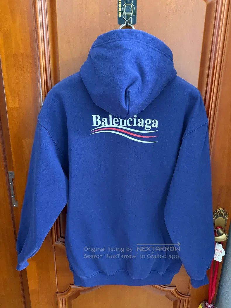 Balenciaga Balenciaga Dark Blue Coke Hooded Sweatshirt Size US M / EU 48-50 / 2 - 2 Thumbnail