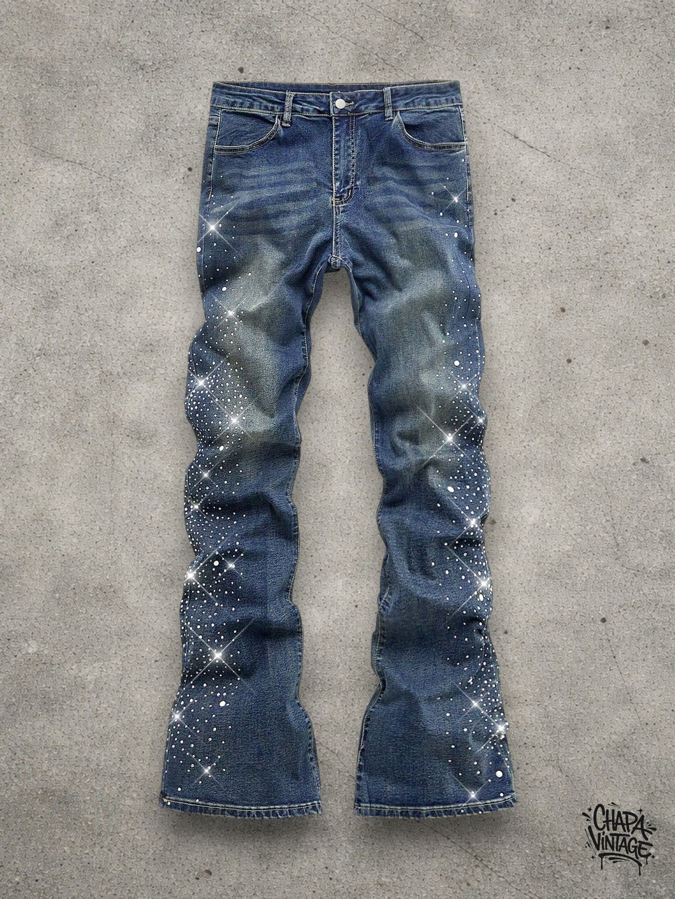 Japanese Brand Slim stacked washed jeans Size US 32 / EU 48 - 1 Thumbnail