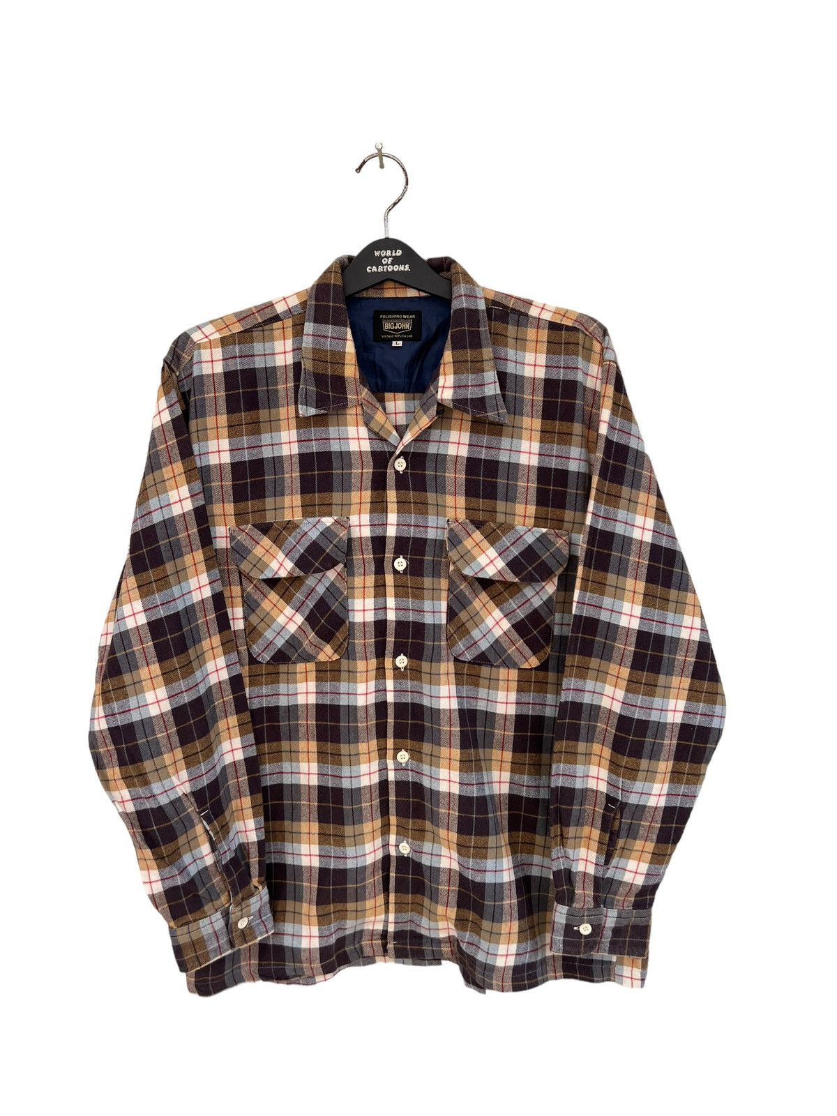 Big John Vintage 90s Big John Japan Double Flap Pocket Plaid Flannel Size US L / EU 52-54 / 3 - 6 Thumbnail