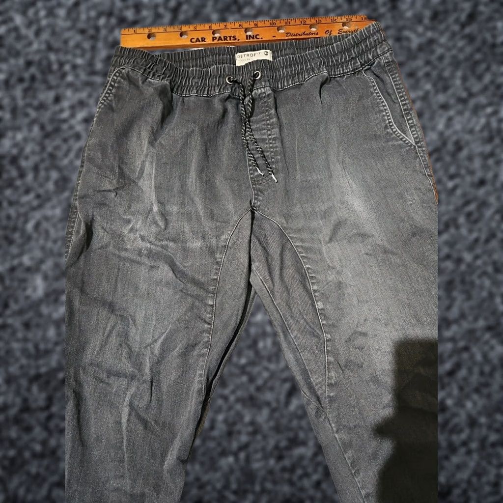 Vintage VINTAGE Retrofit Pants Mens Black XL Faded Grunge Tapered Drawstring Casual Pocket Size 40" / US 18 - 1 Thumbnail