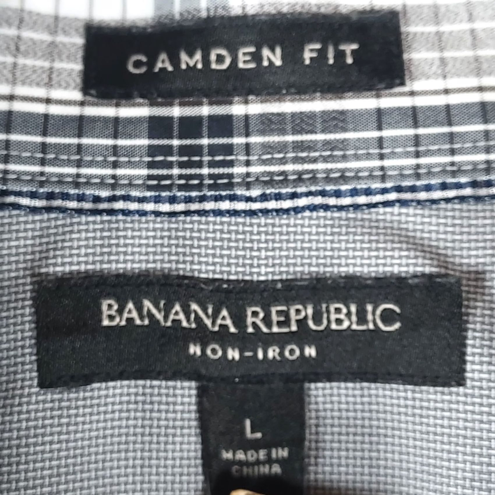 Banana Republic Banana Republic Shirt Mens L Camden Fit Non-Iron Plaid Cotton Button-Up Gray Size US L / EU 52-54 / 3 - 4 Thumbnail