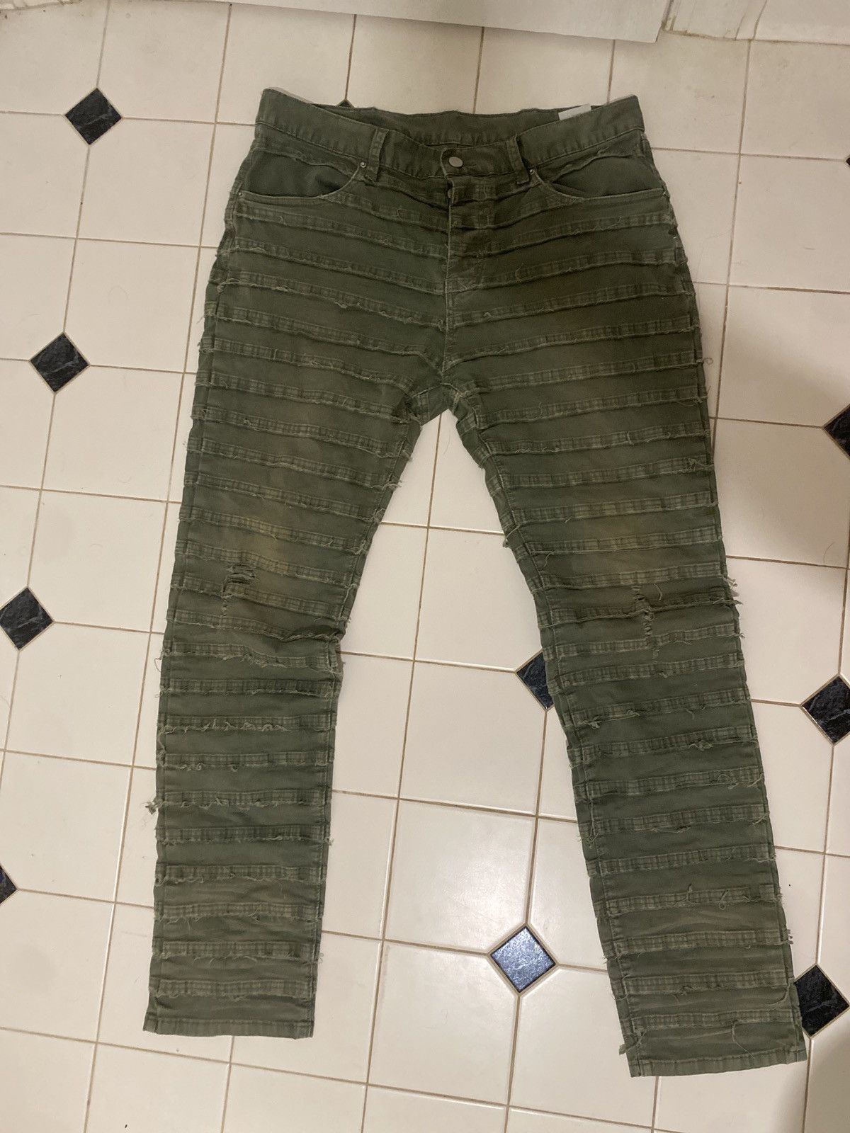 MNML × Vintage MNML Olive Frayed Designer Pants Size US 36 / EU 52 - 5 Thumbnail