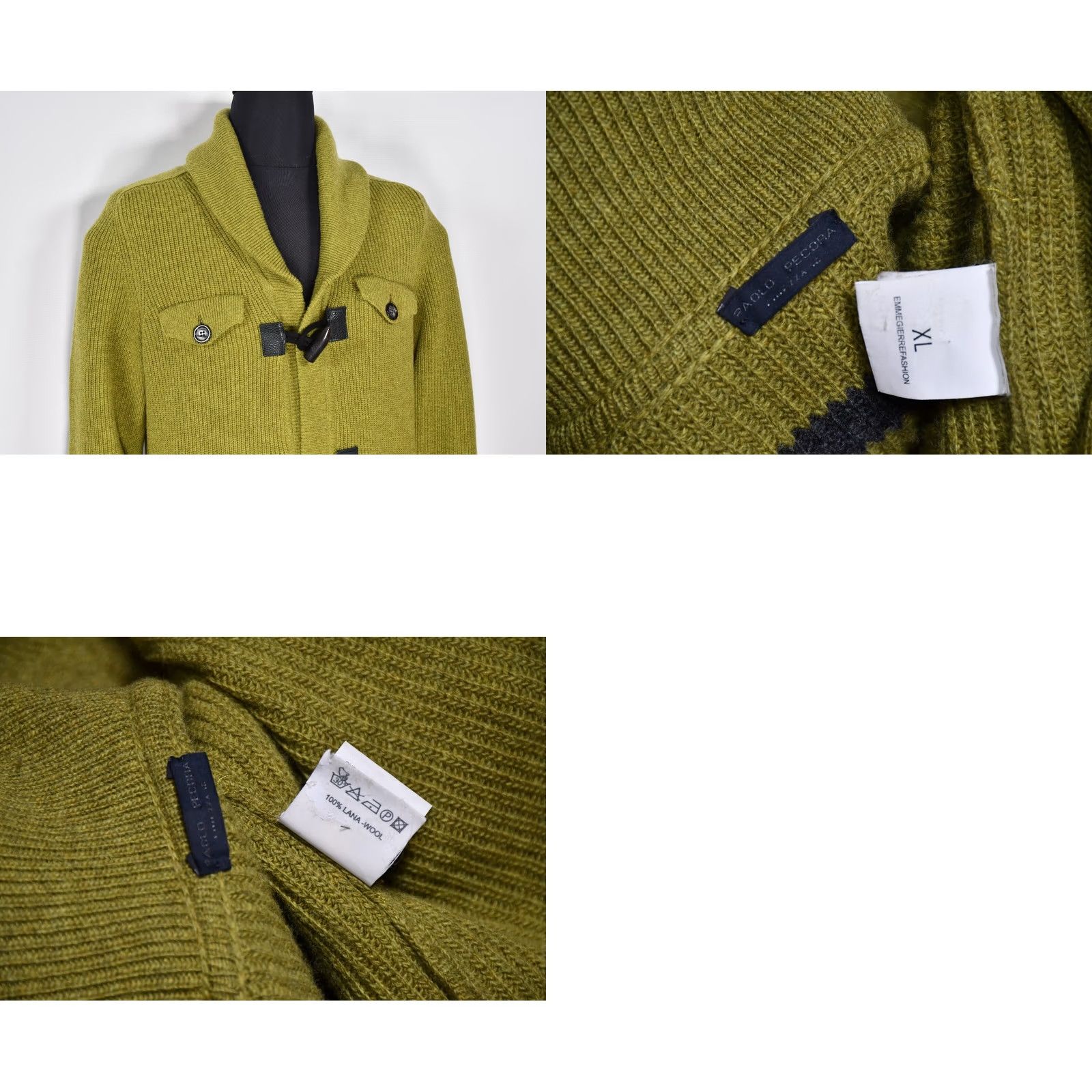 Paolo Pecora PAOLO PECORA Cardigan Wool Shawl Green XL Men Long Sleeve Vintage Style? Gand? Size US XL / EU 56 / 4 - 8 Thumbnail