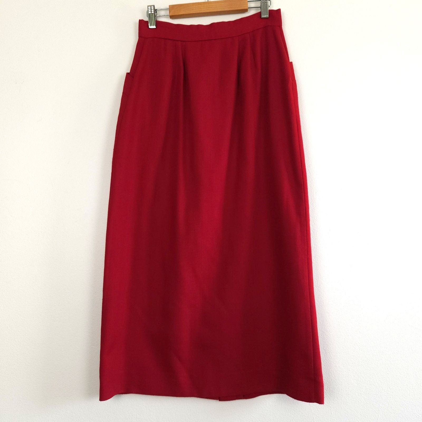 Other Vintage Midi Red Skirt Button Front S Size 26" / US 2 / IT 38 - 3 Thumbnail