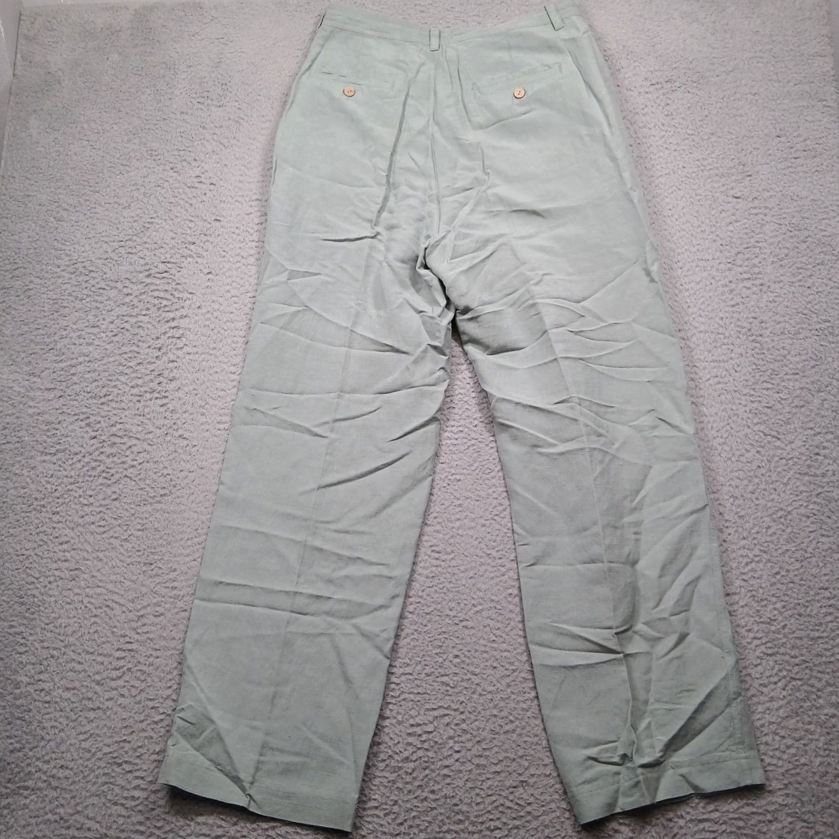 Tommy Bahama VINTAGE Tommy Bahama Pants Women 10 Green Hemp Blend Lightweight Casual Ankle Wide-Leg Pockets Drawstring Beach Tropical Resort Mens Womens Girls Size 32" / US 10 / IT 46 - 2 Thumbnail