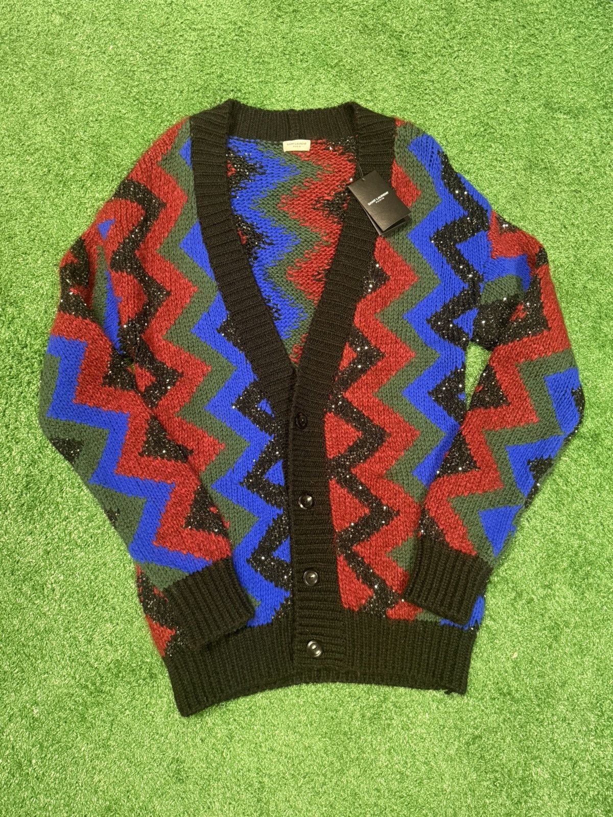 Saint laurant zig zag cardigan sweater