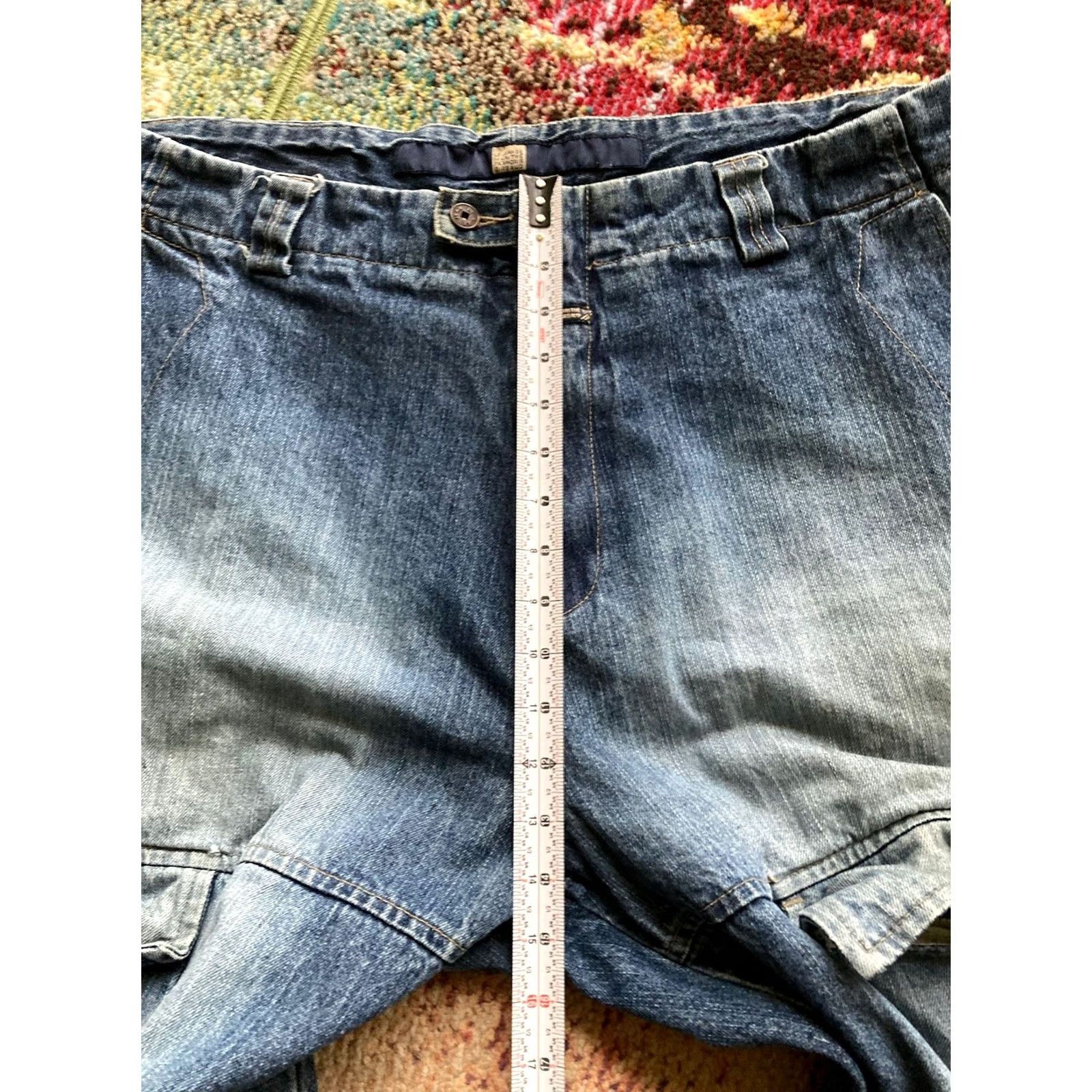 Vintage VINTAGE Girbaud Jeans Mens 42x33 Baggy Wide-Leg Denim Blue 90s Grunge Hip Hop Punk Cargo Pocket Zipper Button Fastening Navy/Blue Size US 42 / EU 58 - 7 Thumbnail