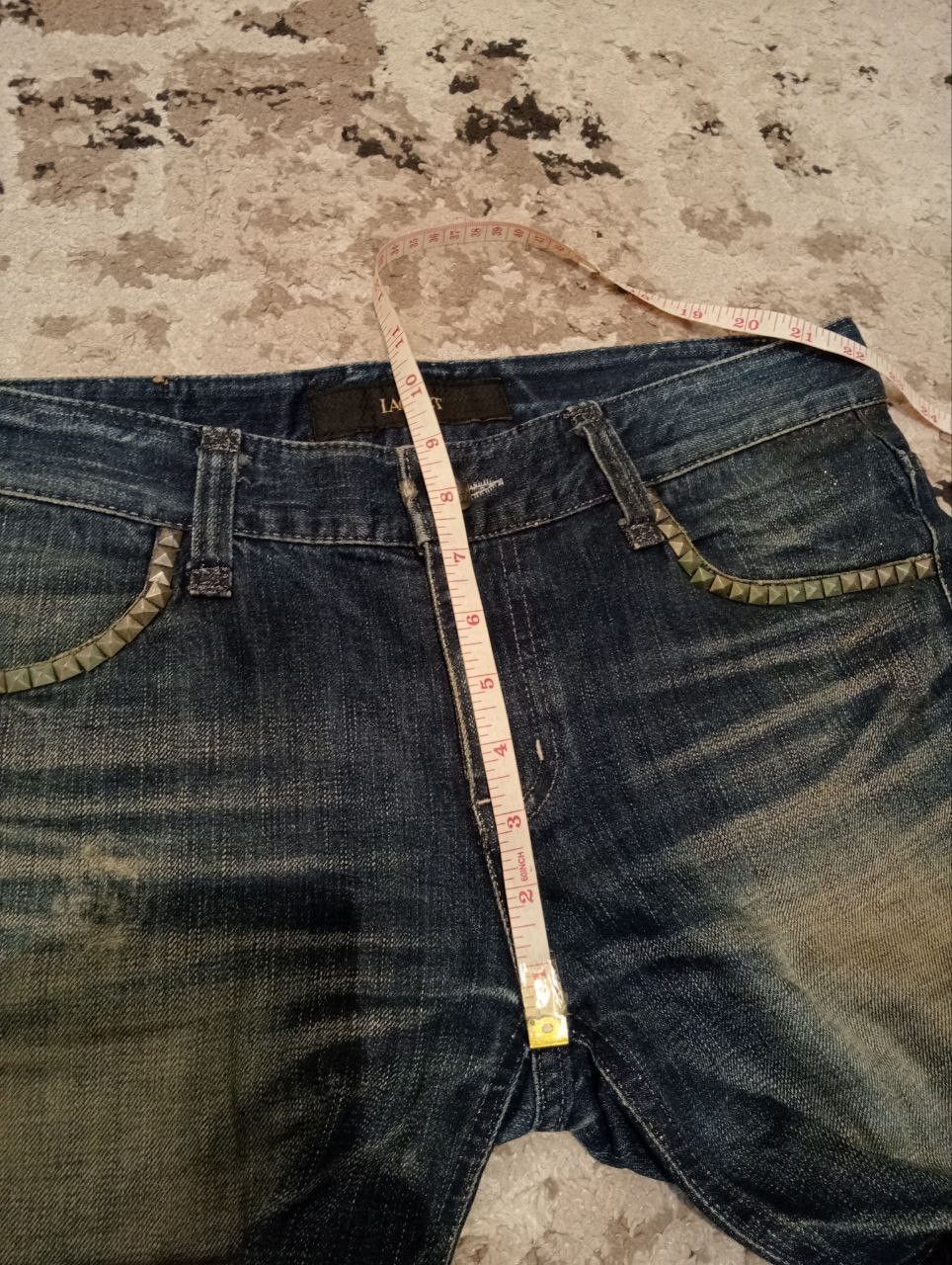 If Six Was Nine Vintage Lagust Flare Studded Distressed Jeans Size US 34 / EU 50 - 16 Thumbnail