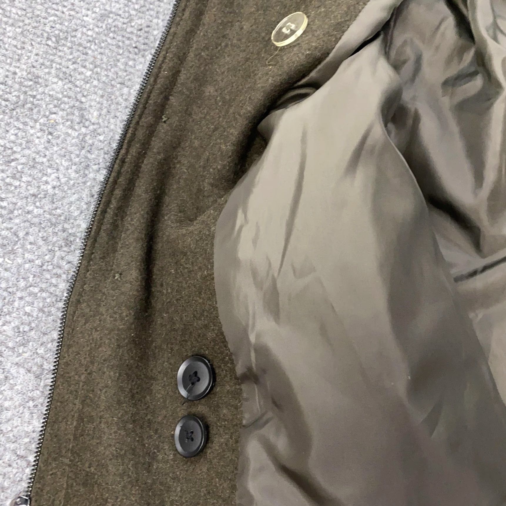 Lucky Brand Lucky Brand Coat Womens Large Brown Wool Blend Pea Coat Military Style Button Zip Lined Pockets Collared Mid-Length Fall Winter Vintage: No Size L / US 10 / IT 46 - 4 Thumbnail