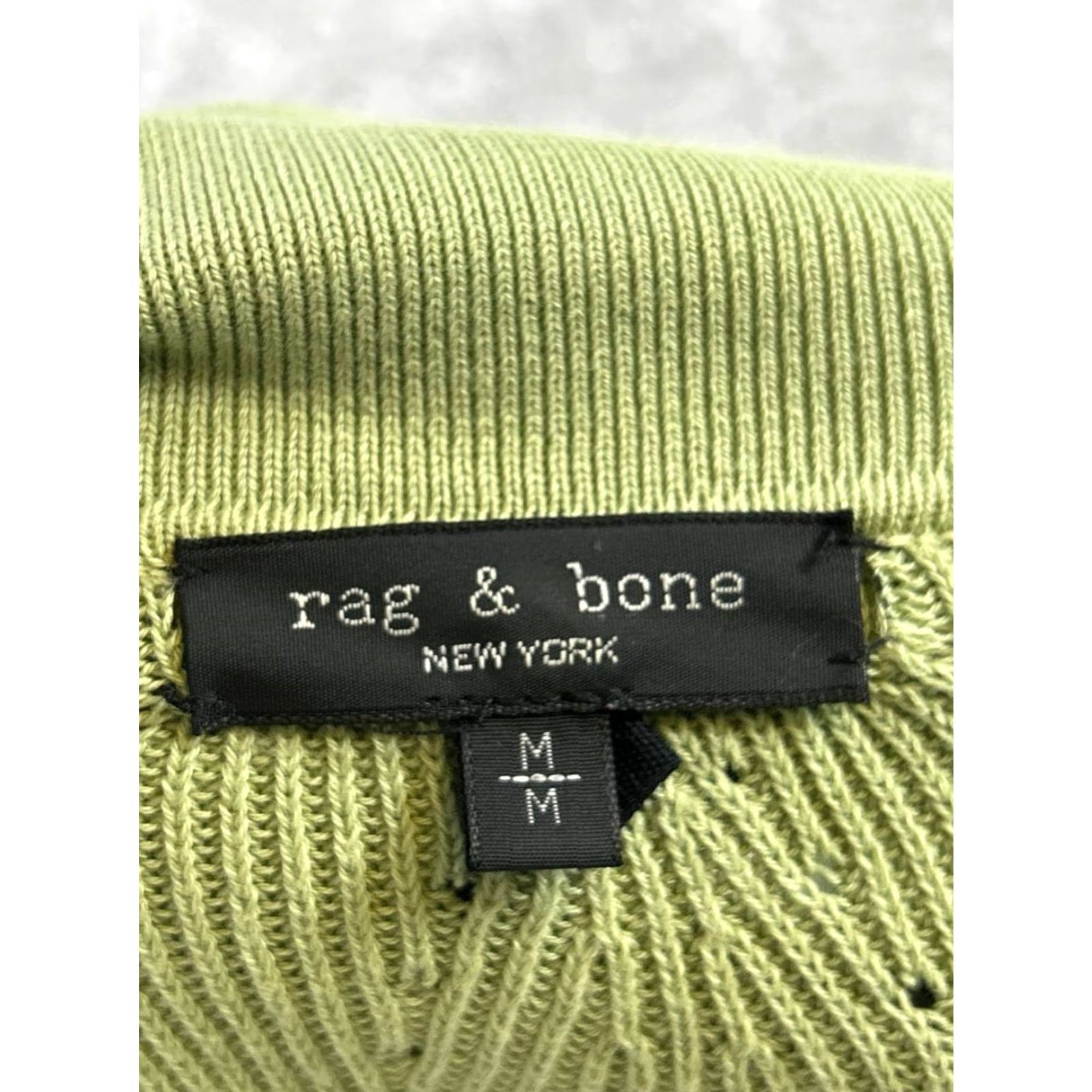 Rag & Bone rag & bone Sweater Womens Medium Green Cotton Knit Pullover Pullover V-Neck Casual Fall Winter Spring Size M / US 6-8 / IT 42-44 - 3 Thumbnail