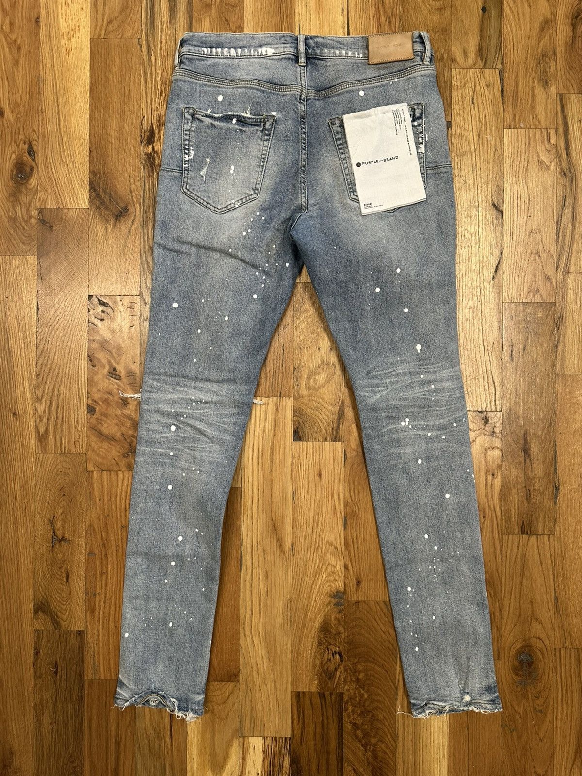 Purple Brand Purple Brand Distressed Splatter Blue Denim Jeans Size 31 Size US 31 - 2 Thumbnail