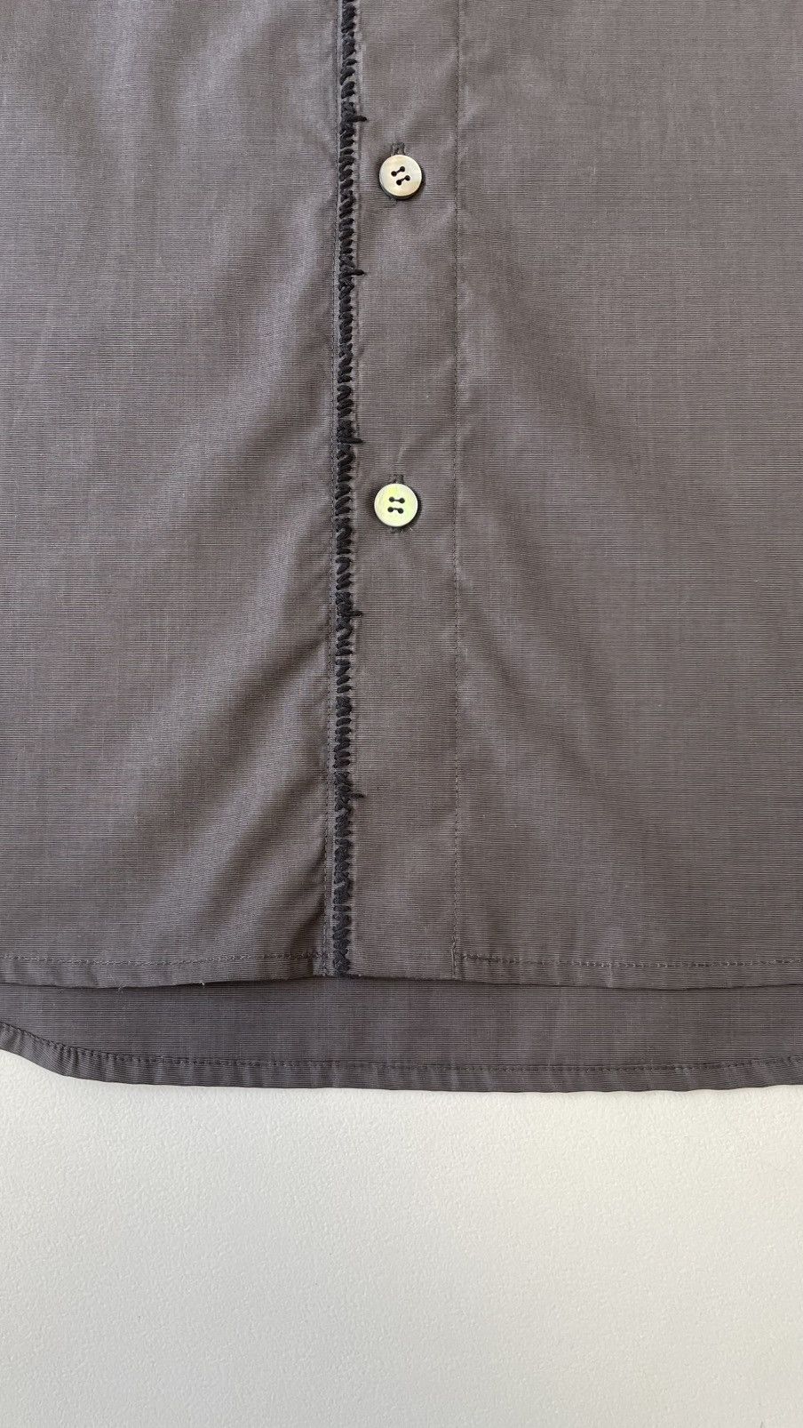 Issey Miyake ‘Contrast Stitch’ Grey Shimmer Cotton Shirt Size US L / EU 52-54 / 3 - 9 Thumbnail
