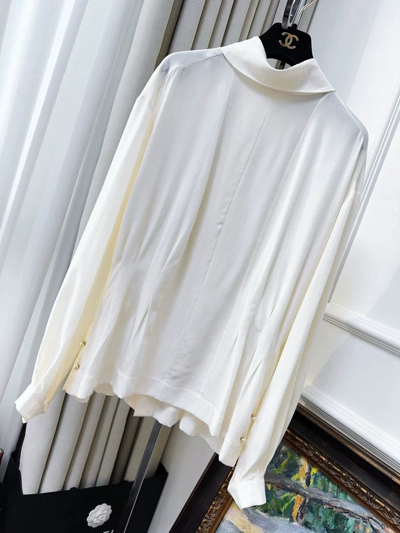 Chanel Chanel Silk Ruffled Waist Collared Blouse Size L / US 10 / IT 46 - 2 Thumbnail
