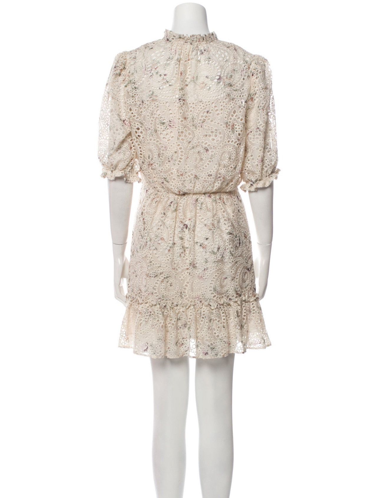 Veronica Beard Veronica Beard JAX EYELET PUFF SLEEVE MINI DRESS IN IVORY Size XS / US 0-2 / IT 36-38 - 8 Thumbnail