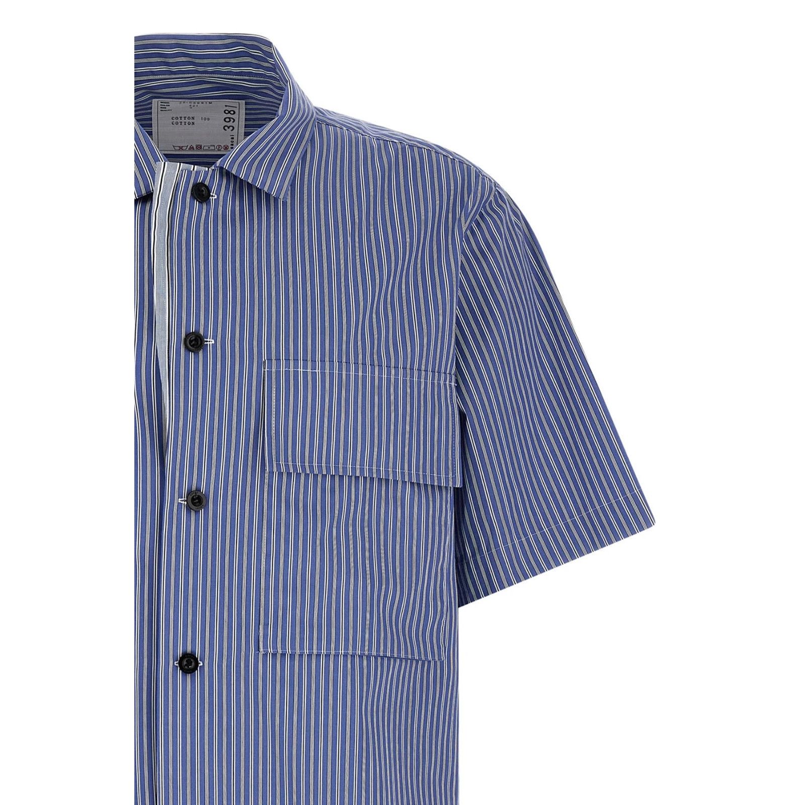 SACAI Blue Striped Cotton Poplin Shirt New & Authentic (Men'