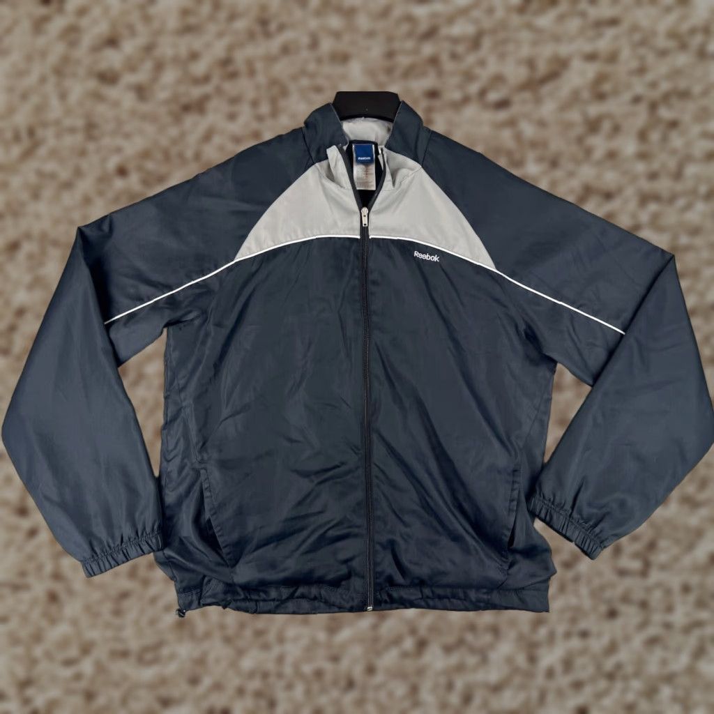 Reebok VINTAGE REEBOK Jacket Shirt Mens L Gray Black Windbreaker Full Zip Pockets Poly Shell Athletic Size US L / EU 52-54 / 3 - 1 Thumbnail