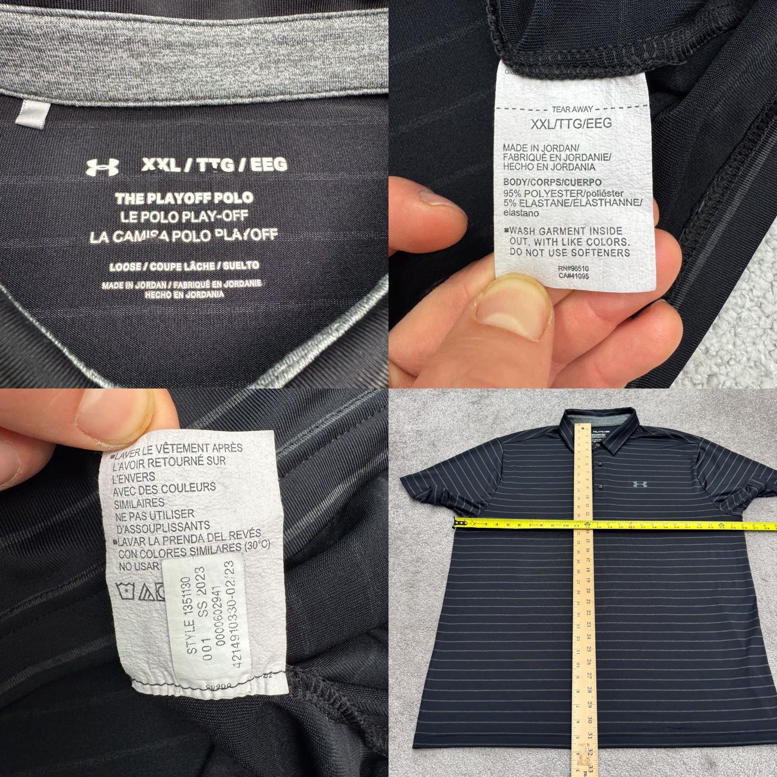 Under Armour Under Armour Polo Shirt Mens 2XL Black Striped Golf Activewear Casual Sport Short Sleeve Polo Size US XXL / EU 58 / 5 - 8 Thumbnail