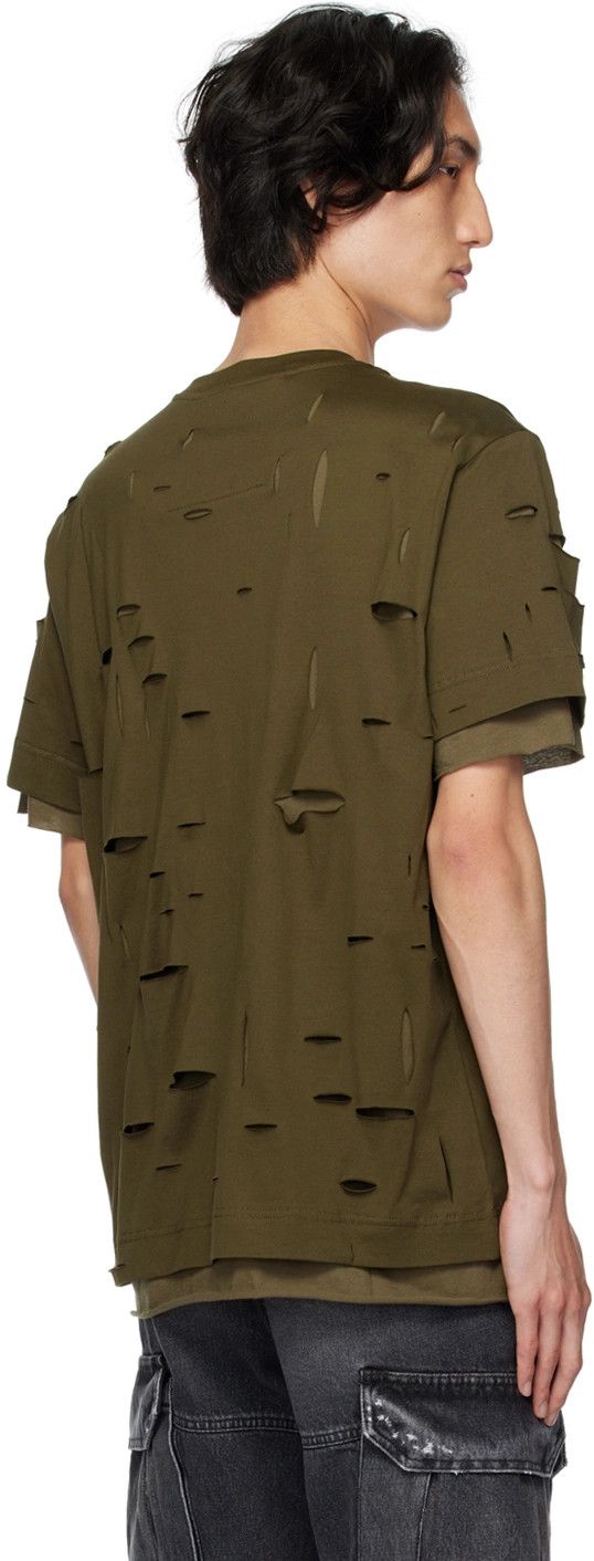 Givenchy Khaki Double Layer Cut-Out T-Shirt Size US XXS / EU 40 - 5 Thumbnail