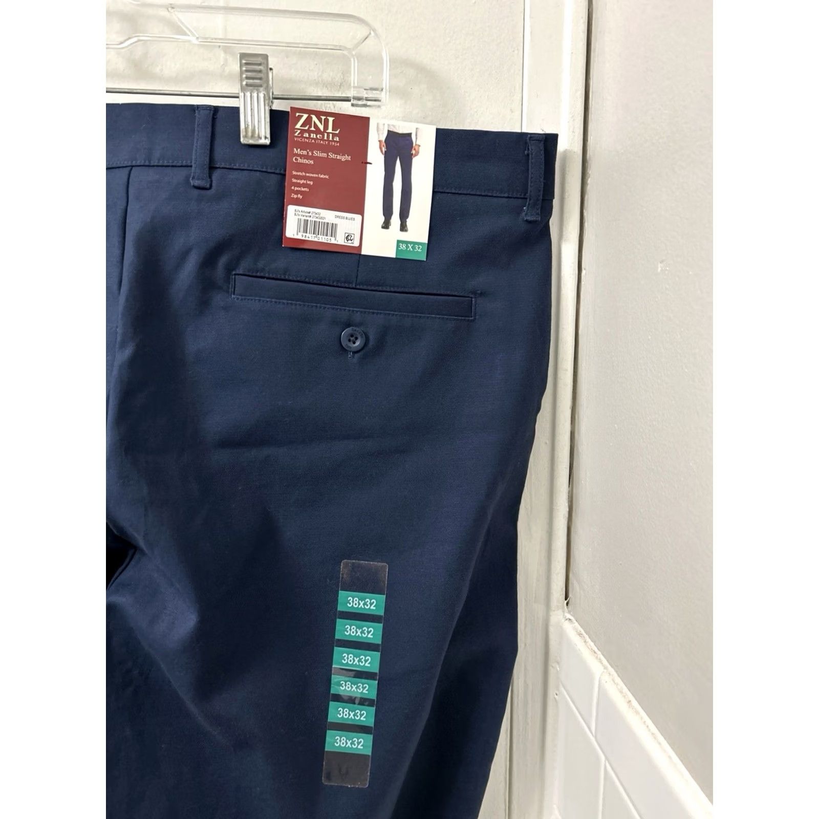 Zanella ZNL Zanella Chinos Pants Mens 38x32 Navy Blue Slim Straight Trousers NWT Size US 38 / EU 54 - 4 Thumbnail