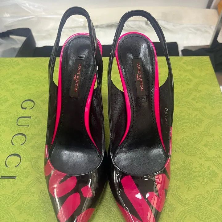 Louis Vuitton Louis Vuitton Black and Pink High Heels -2508 Size US 6 / IT 36 - 2 Thumbnail