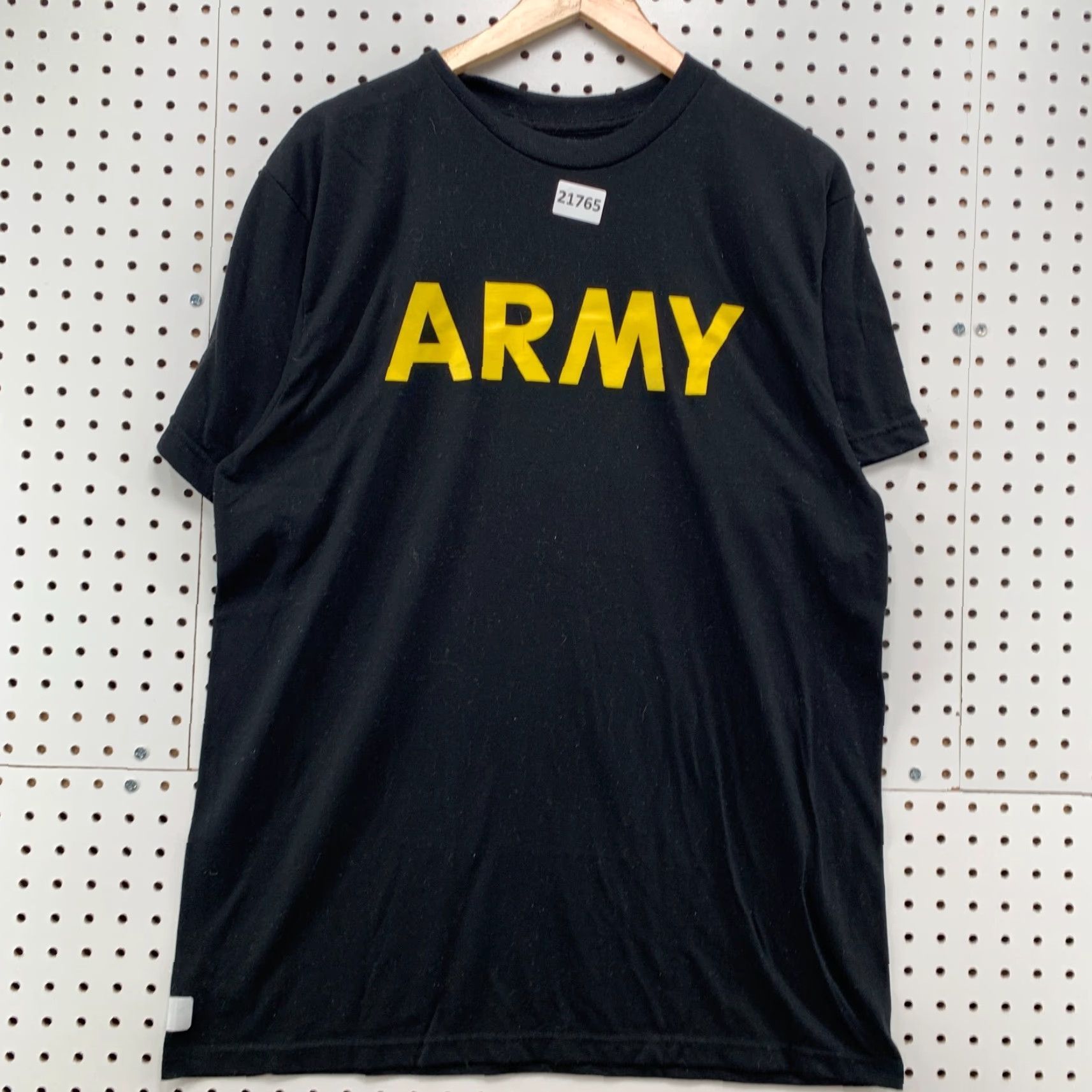 Spell VINTAGE Army T-Shirt Black Yellow Spell Out Adult Large Short Sleeve Regular Fit Size US L / EU 52-54 / 3 - 6 Thumbnail