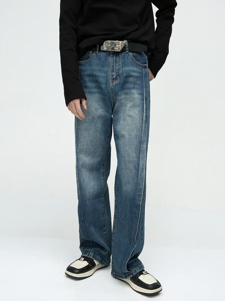 Japanese Brand × Jean Vintage High Street Spliced Loose Straight Jeans Size US 32 / EU 48 - 5 Thumbnail