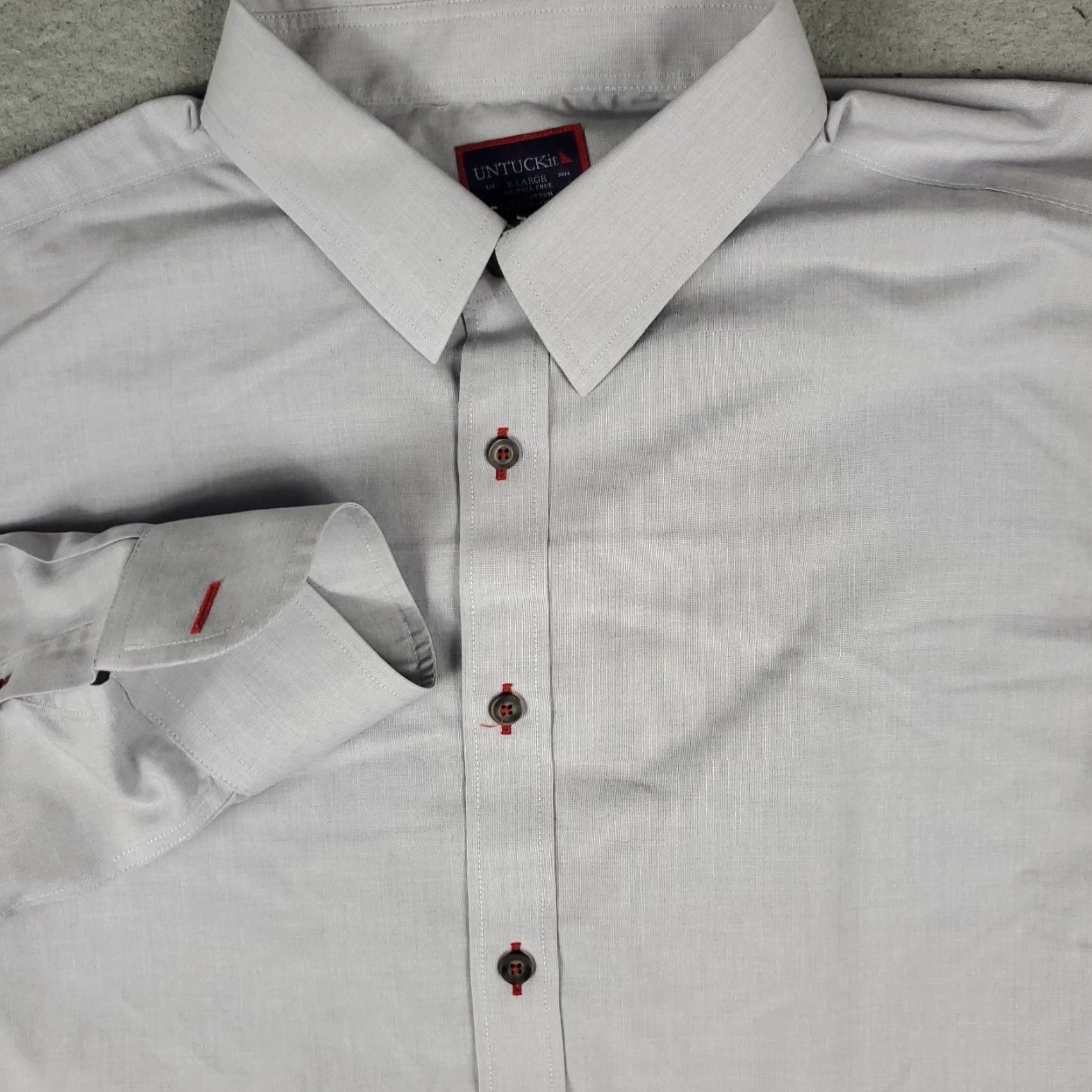 UNTUCKit UNTUCKit Shirt Mens XL Gray Button-Up Long Sleeve Casual Solid Pattern Vehicle: None Size US XL / EU 56 / 4 - 2 Thumbnail