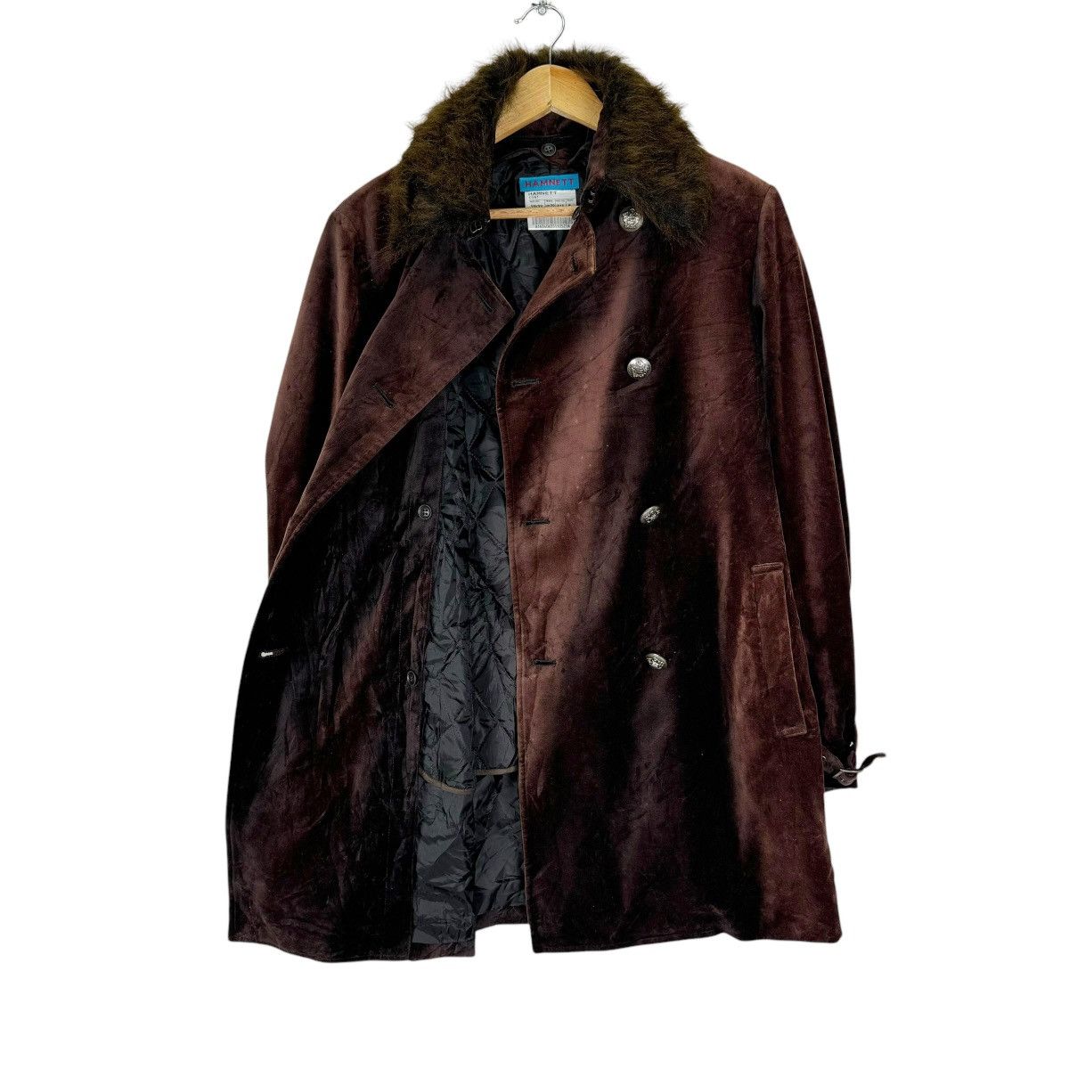 Katharine Hamnett London ☀️HAMNETT DOUBLE BREASTED BUTTON FUT COLLAR COAT JACKET Size M / US 6-8 / IT 42-44 - 7 Thumbnail