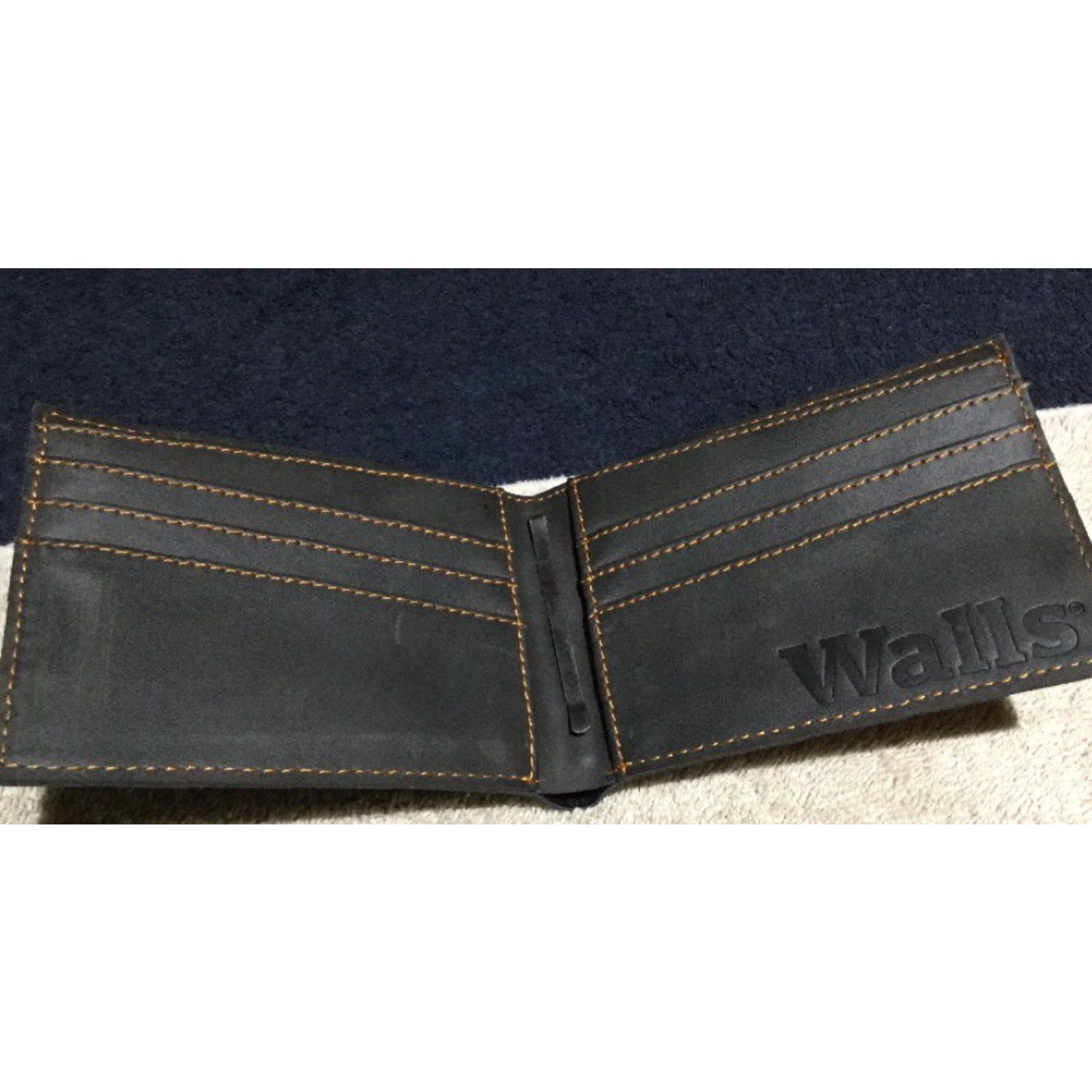 Walls VINTAGE Walls Gray Leather Wallet Men Adult Leather Stitch Wallet Size ONE SIZE - 3 Thumbnail