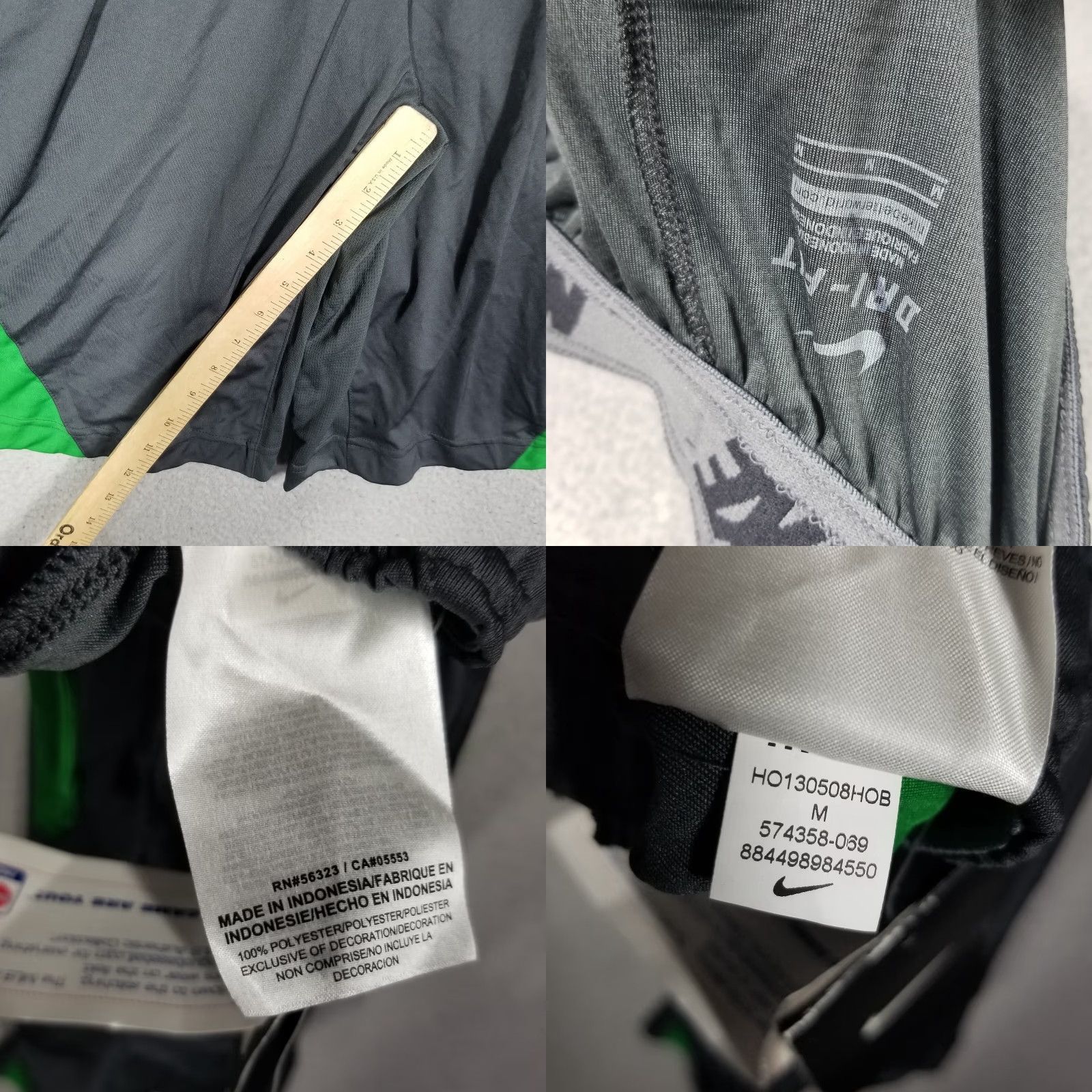 Nike NIKE Dri-Fit Baseball Shorts Gray Green Colorblock 13" Inseam Pockets Adult Large Mens Size US 33 - 8 Thumbnail