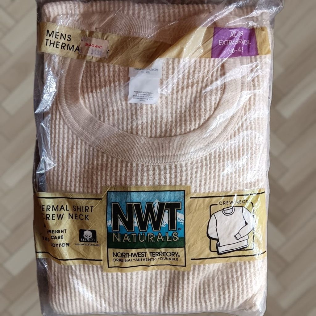 VINTAGE NWT Naturals Men's Thermal Shirt Crew Neck XL 100% Cotton