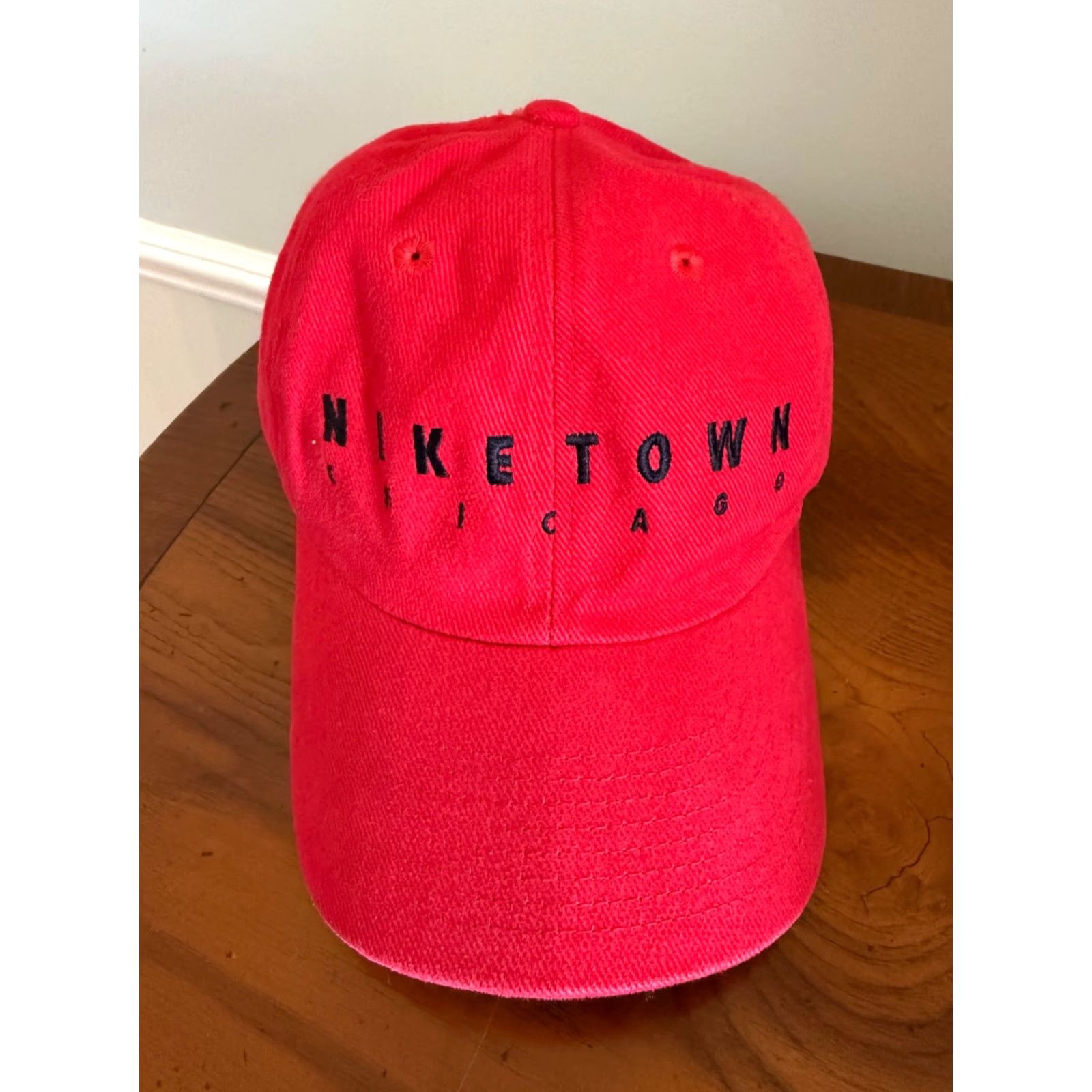 Nike VINTAGE Nike Hat Cap Strapback Red Black Niketown Chicago Air Jordan Basketball Men Adjustable Red Logo Baseball Cap Boys Girls Mens Womens Size ONE SIZE - 2 Thumbnail