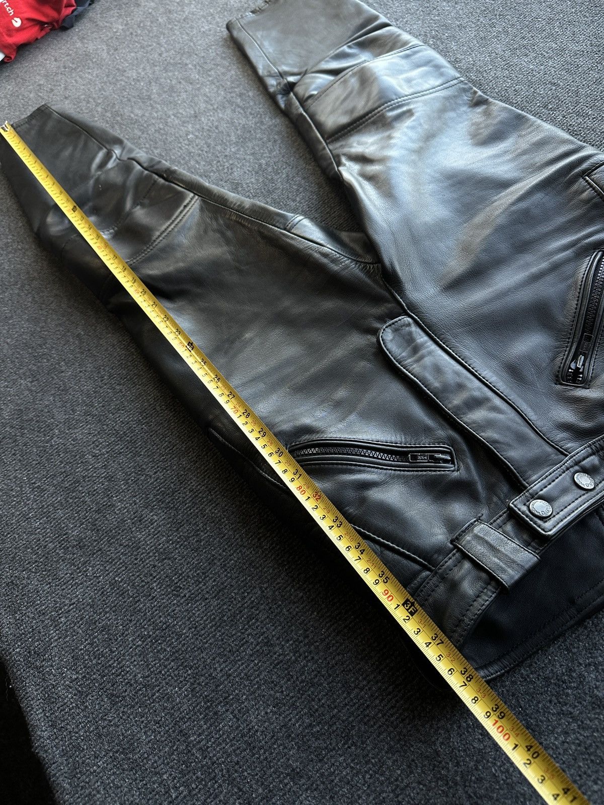 Leather 🚨GRAIL LEATHER PANTS RACING VNTG Cowboy Biker Leather Pants Size US 27 - 18 Thumbnail