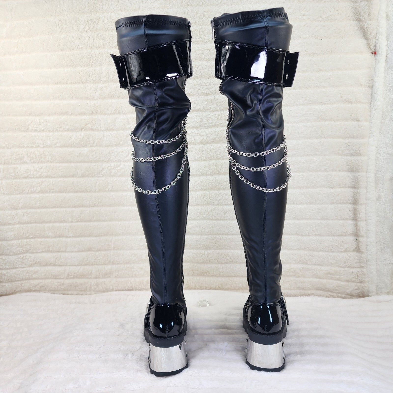 Other Bratty 304 Zipper Strap Buckle Biker Goth Punk Lace Up Thigh Size US 10 / IT 40 - 4 Thumbnail