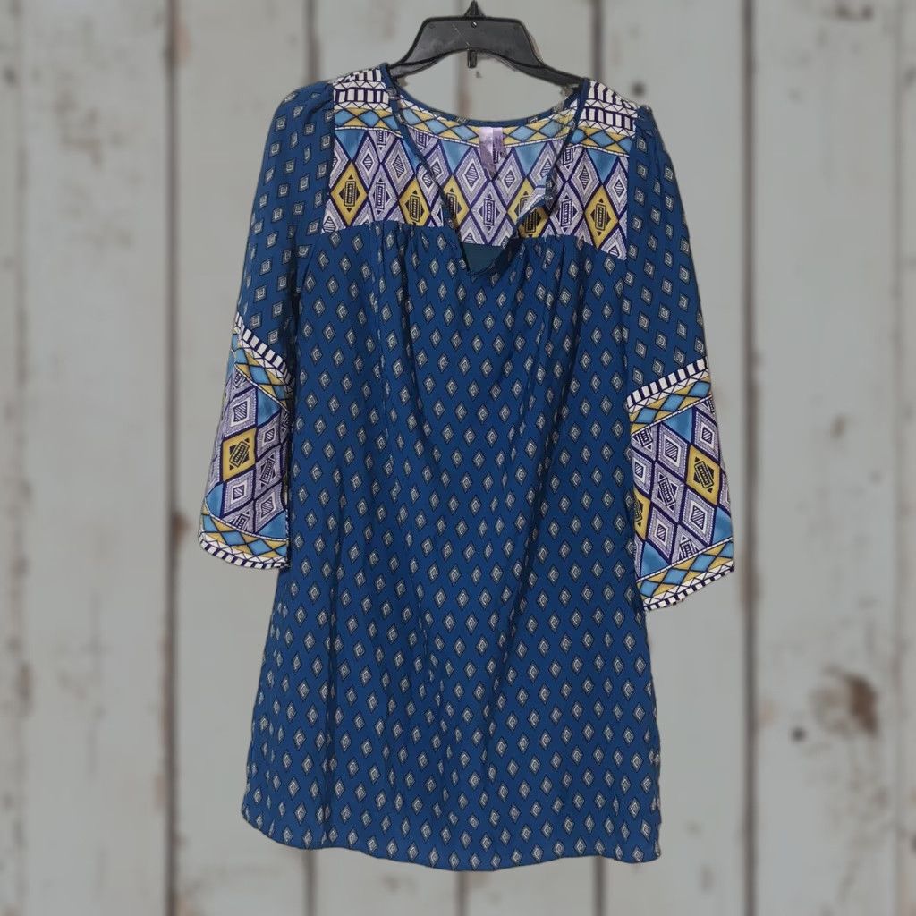 Bell Alya Dress Geometric 3/4 Sleeve Knee Length Womens Size S Multicolor Flutter Sleeve V-Neck Pullover Lightweight Size S / US 4 / IT 40 - 1 Thumbnail