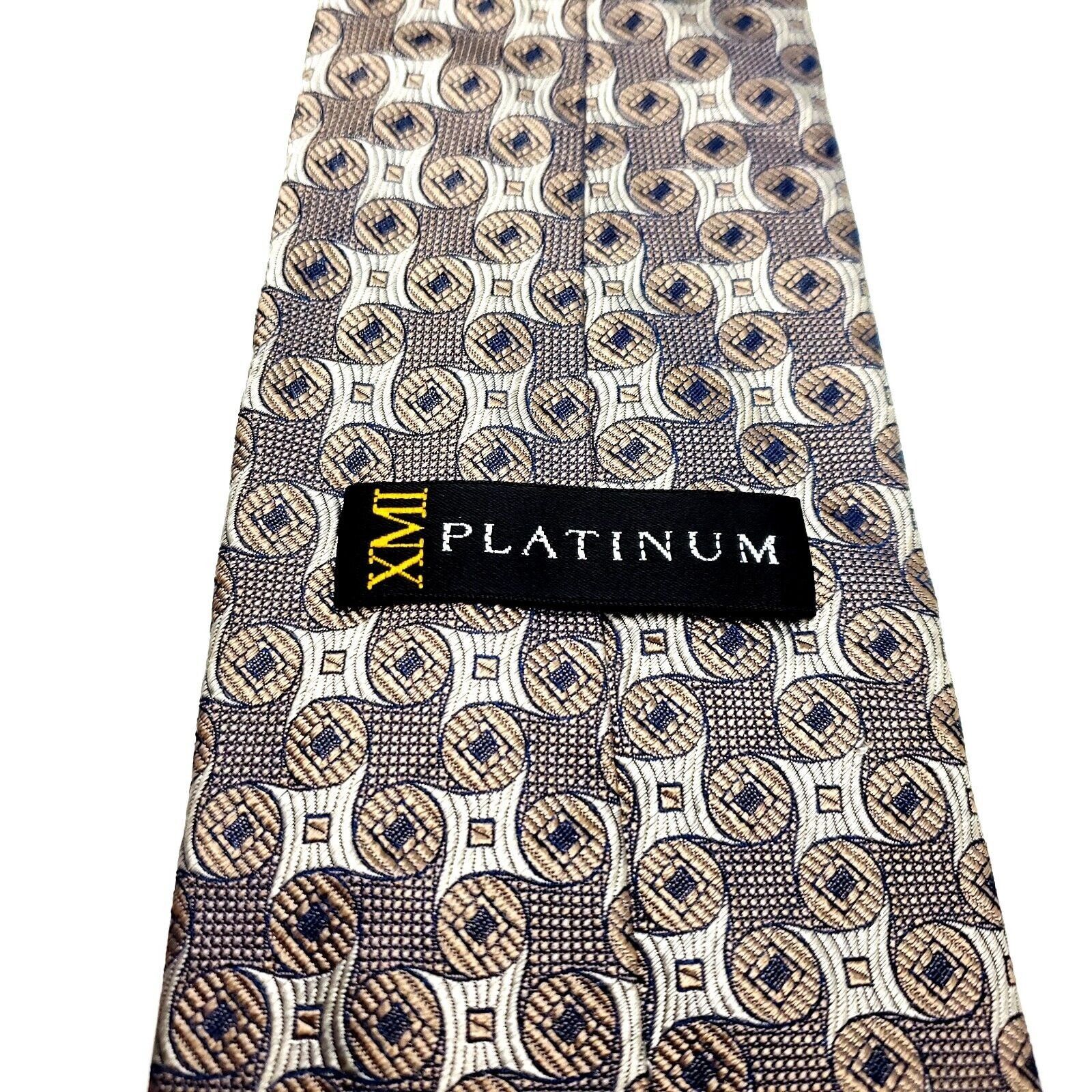 XMI Platinum XMI Platinum Silk Tie Woven Beige Geometric Size ONE SIZE - 3 Thumbnail