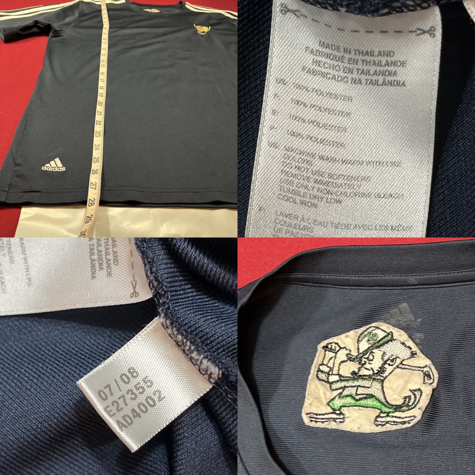 Adidas ADIDAS T Shirt Notre Dame Blue white Arm Stripes Climalite FIGHTING IRISH mens L Size US L / EU 52-54 / 3 - 8 Thumbnail