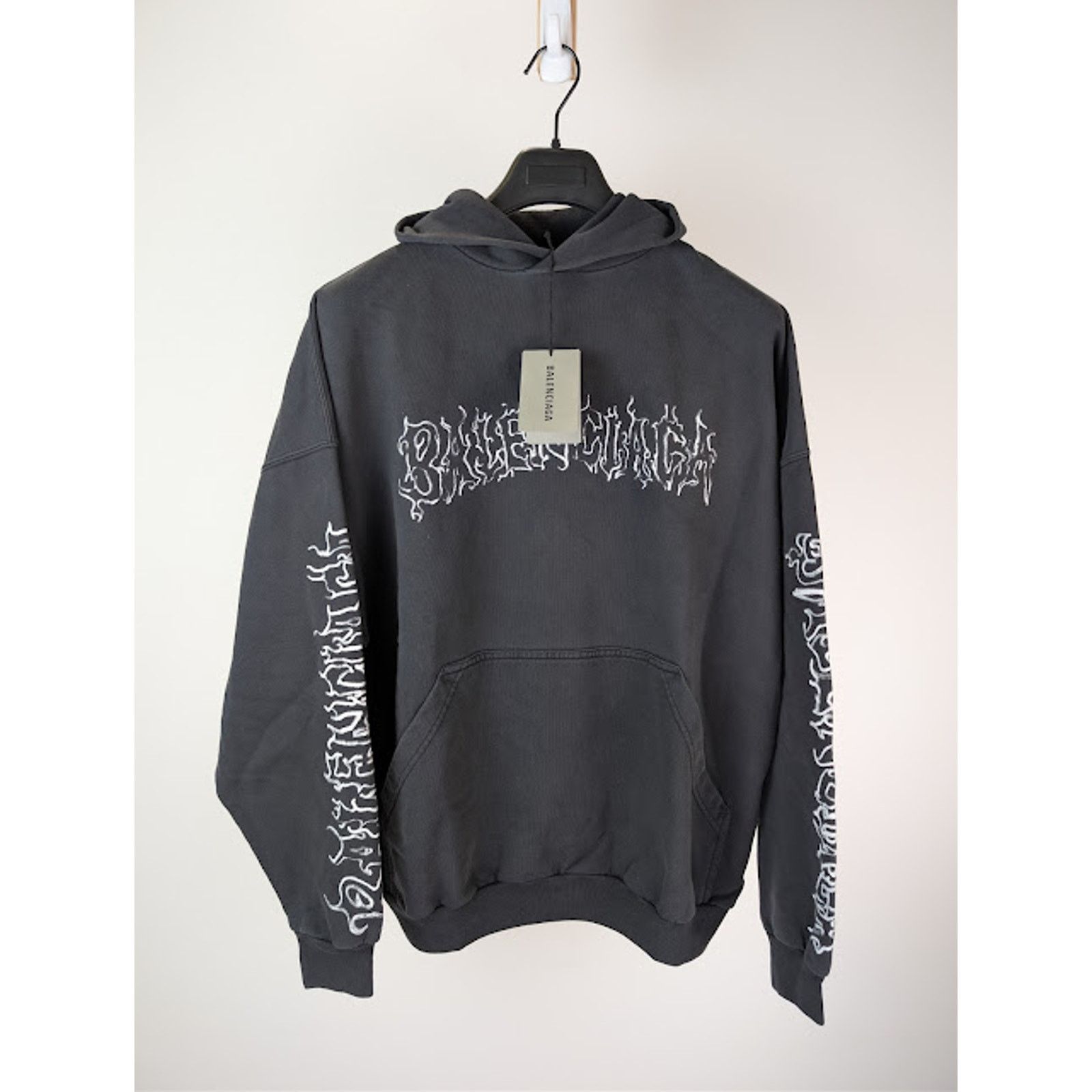 Balenciaga o1rshd1 Q:2 / DIY Metal Outline Large Fit Hoodie Faded Black Size US XL / EU 56 / 4 - 2 Thumbnail