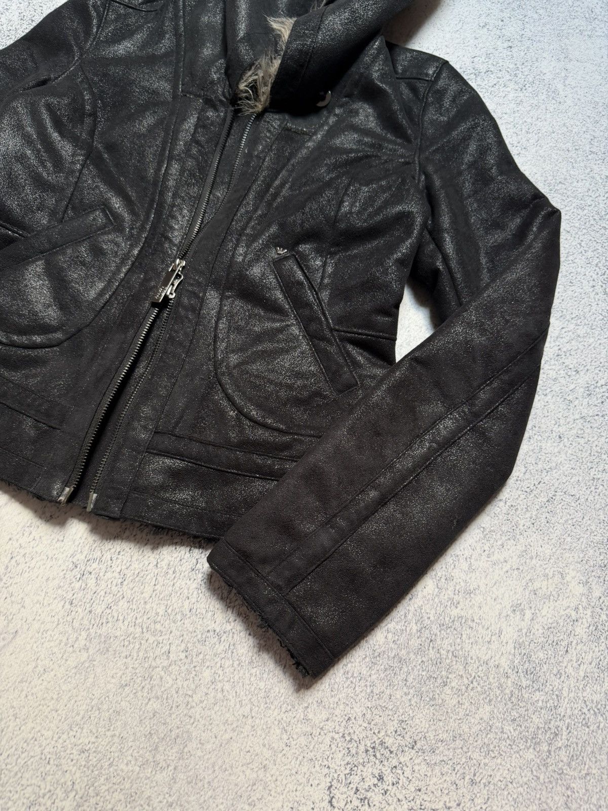 Giorgio Armani Rare! Rick Owens Style Faux Fur Short Jacket Y2K Opium Size M / US 6-8 / IT 42-44 - 4 Thumbnail
