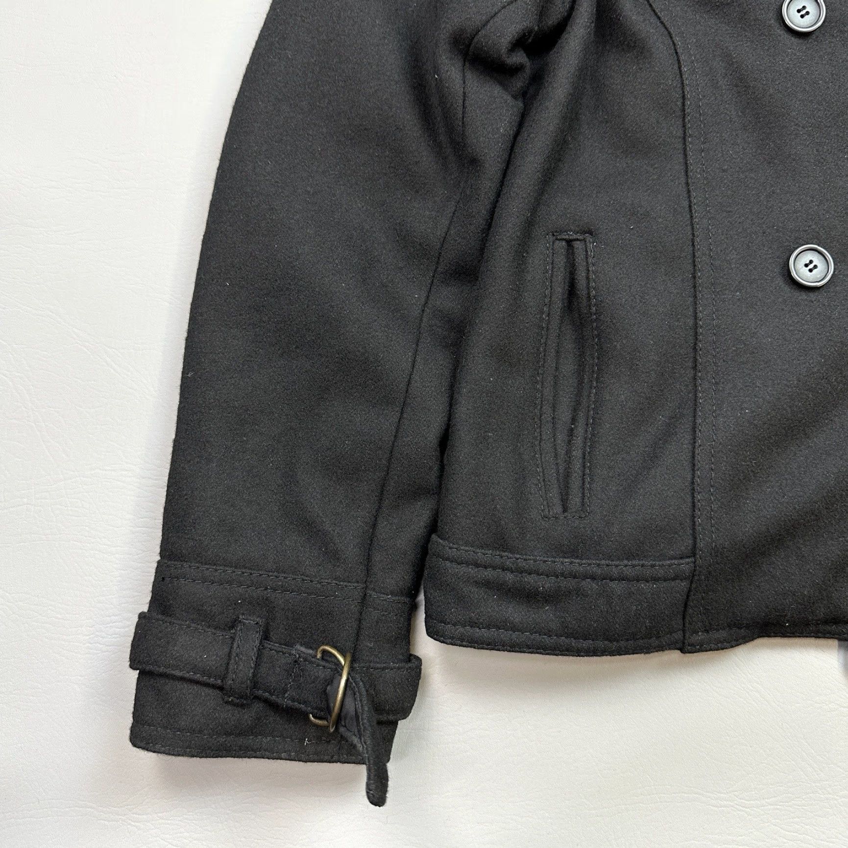 Disney VINTAGE Disney Peacoat Jacket Women's M Black Wool Blend 71 Logo Embroidered Button, Logo, Collared, Inner Pockets, Dry Clean Only, 80s 90s Theme Size M / US 6-8 / IT 42-44 - 2 Thumbnail