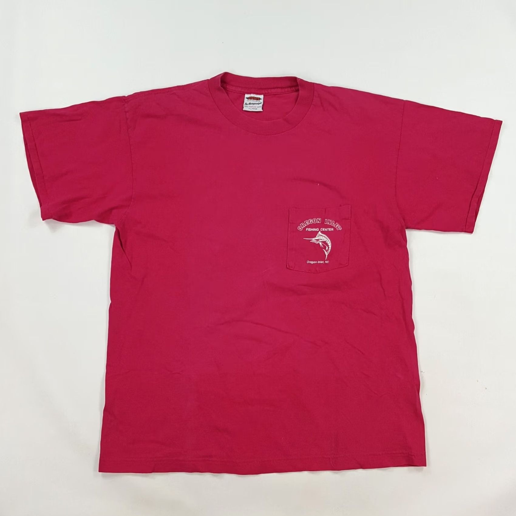 Pinko VINTAGE Oregon Fishing Distressed Pink Mens XL T Shirt 90s Size US XL / EU 56 / 4 - 2 Thumbnail