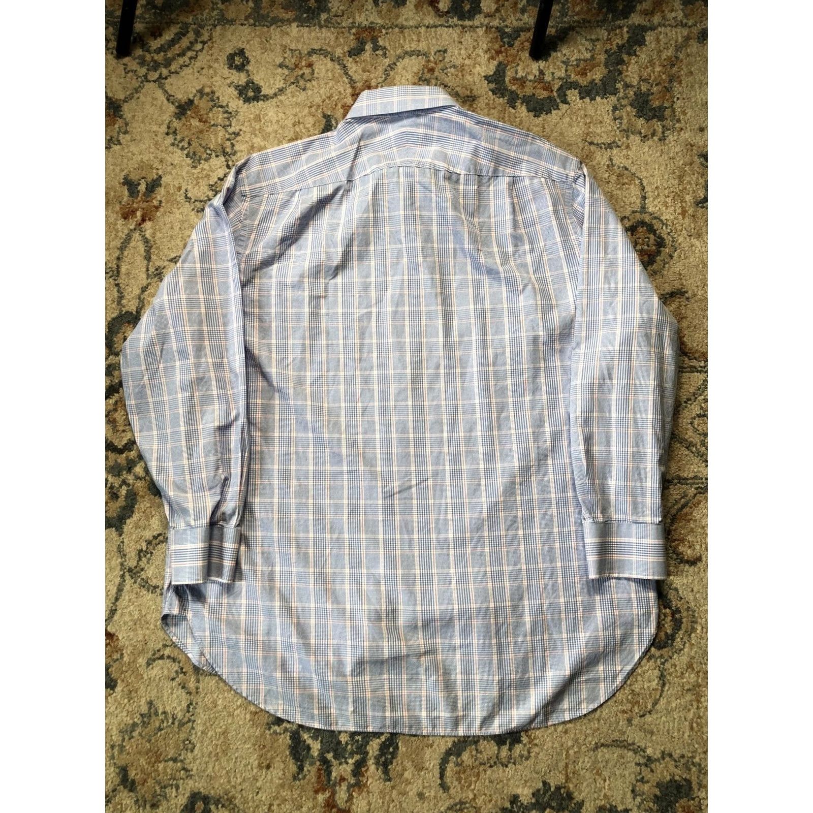 Charles Tyrwhitt Charles Tyrwhitt Dress Shirt Mens 17.5 34/35 Blue Check Classic Fit Cotton Size 48R - 8 Thumbnail