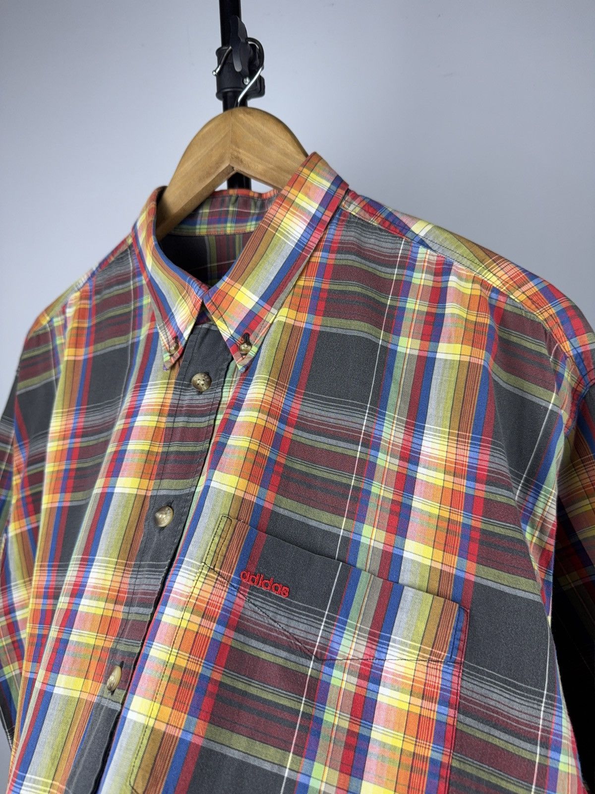 Adidas 00s Vintage Adidas Originals Madras Plaid Button Down Shirt Size US XL / EU 56 / 4 - 3 Thumbnail