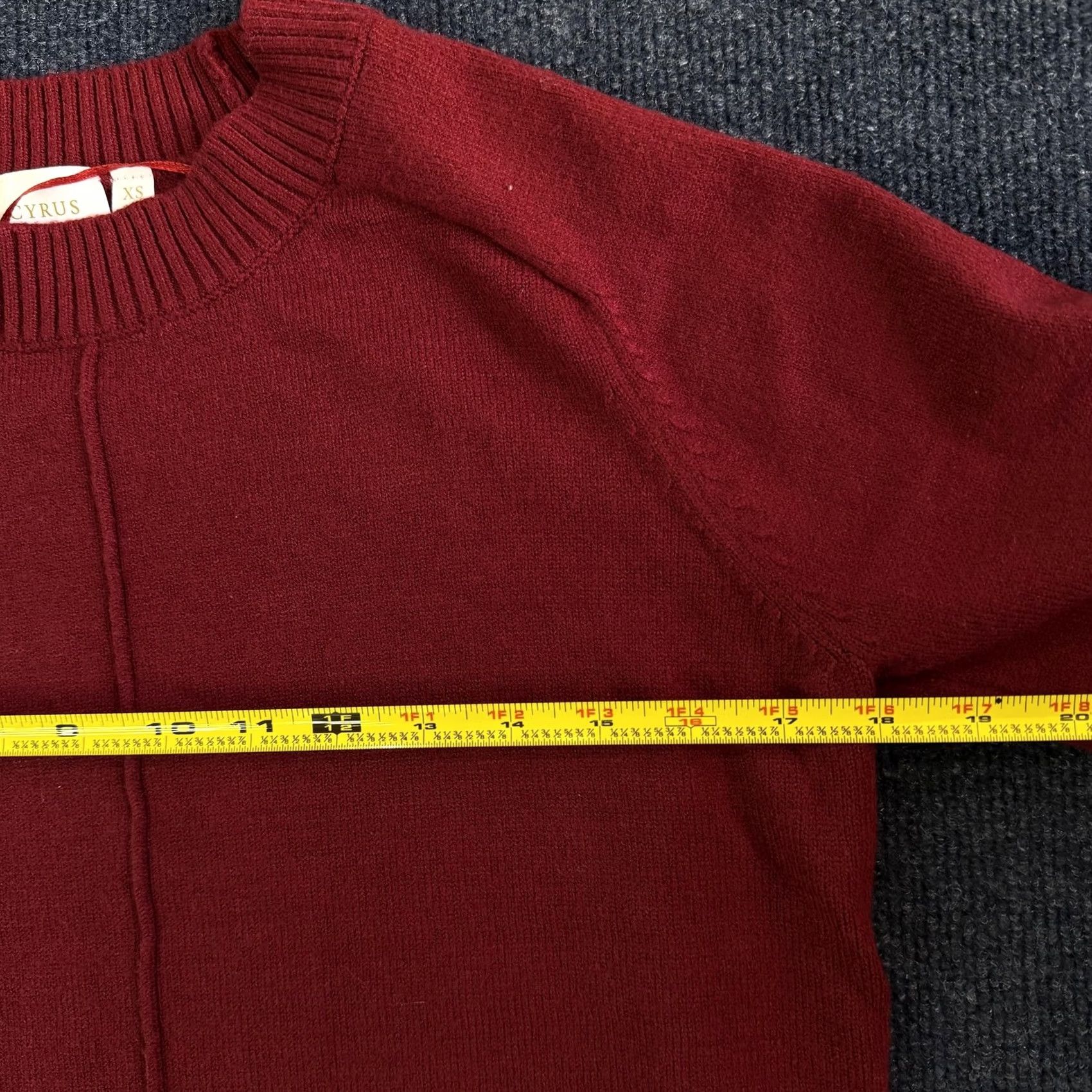 Vintage Cyrus Sweater Womens XS Red Crew Neck Raglan Tight-Knit Pullover Size XS / US 0-2 / IT 36-38 - 5 Thumbnail