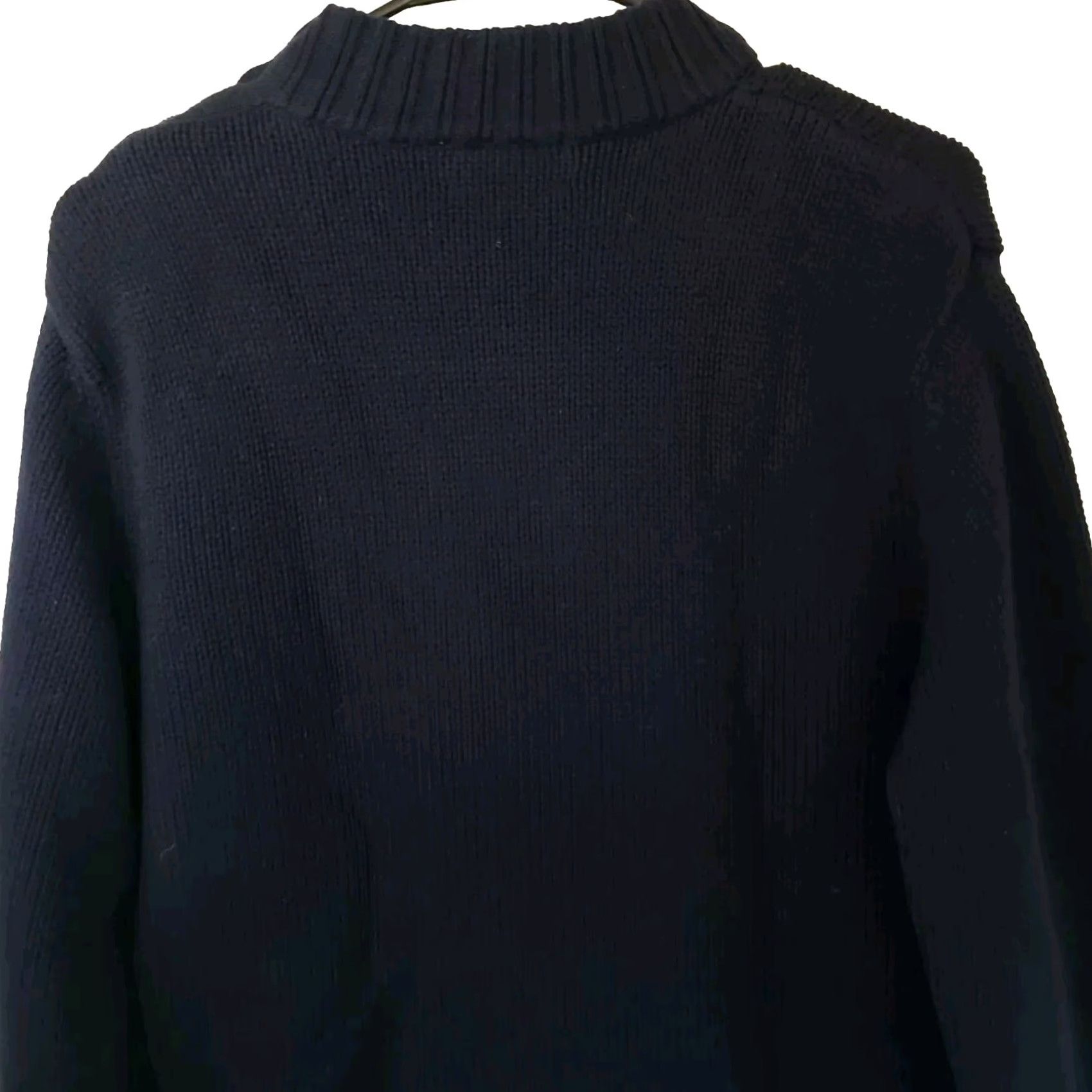 Ralph Lauren Lauren Ralph Lauren Women's L Black Cotton Sweater Shoulder Button Mock Neck Long Sleeve Raglan Pullover Knit Casual Workwear - Mens? Size L / US 10 / IT 46 - 7 Thumbnail