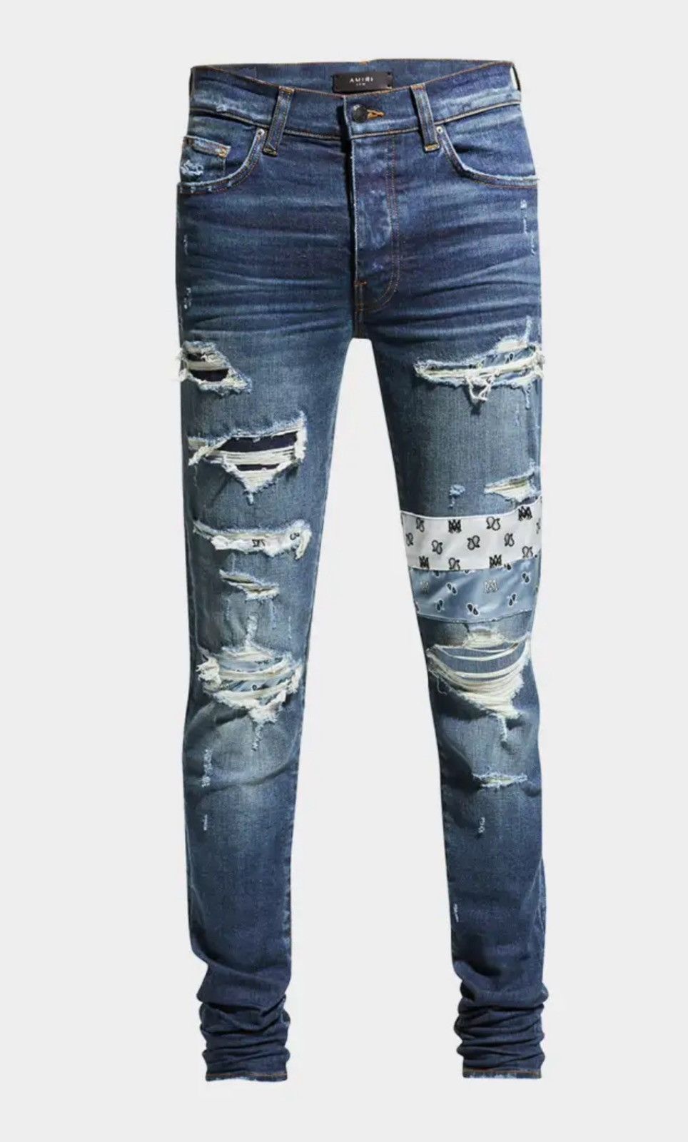Amiri Amiri Paisley-Patch Destroyed Skinny Jeans Size US 31 - 1 Thumbnail