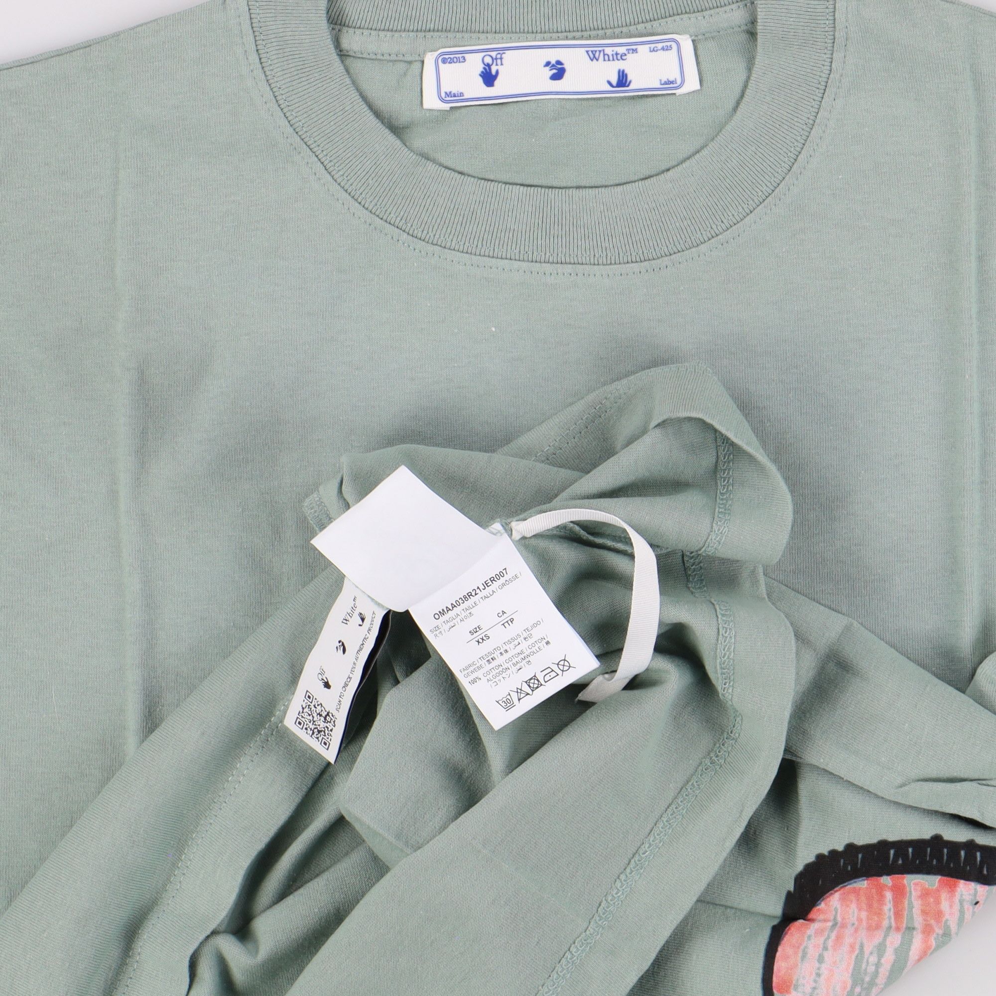 Off-White Jade Green Graff Logo Oversized T-Shirt Size XXS / US 00 / IT 34 - 7 Thumbnail