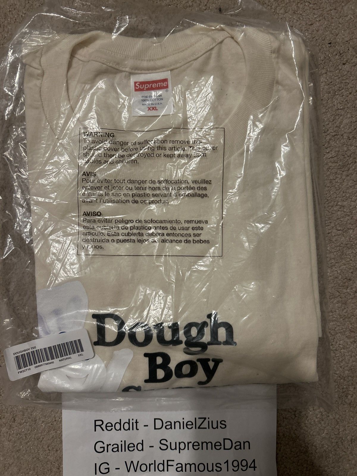 Supreme Supreme Doughboy Tee 'Natural' Size US XXL / EU 58 / 5 - 2 Thumbnail